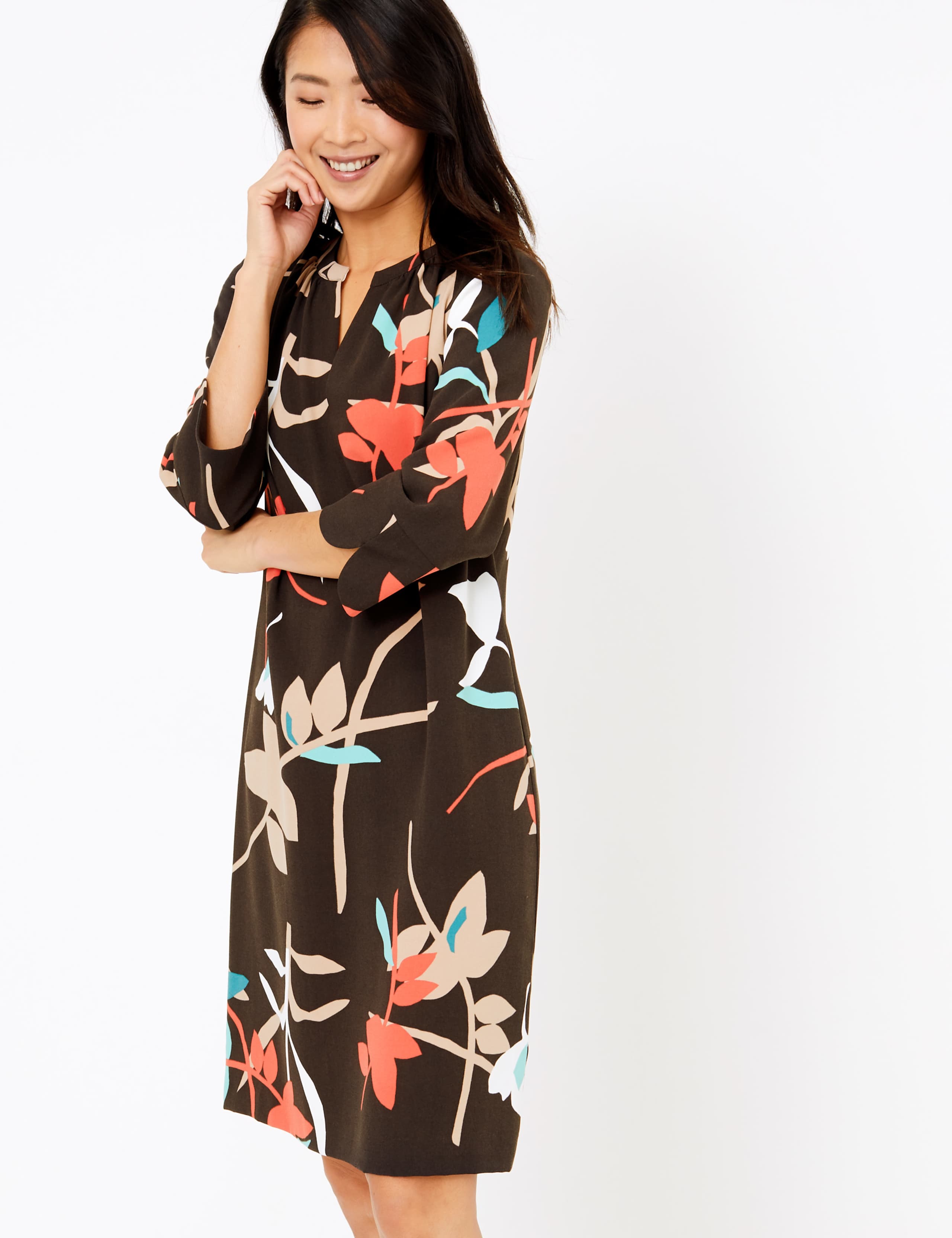 Crepe Floral Shift Dress 1 of 3