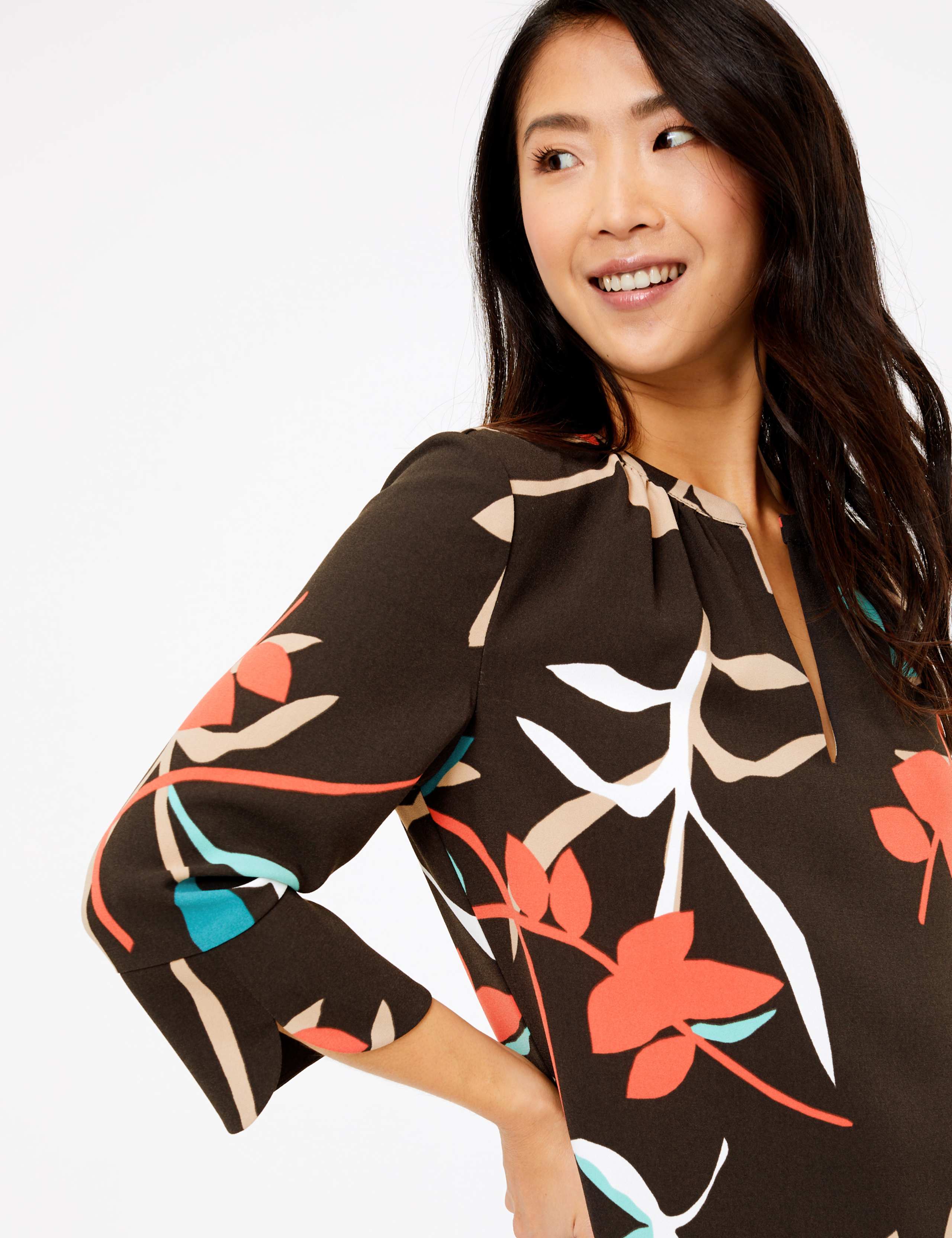 Crepe Floral Shift Dress 2 of 3