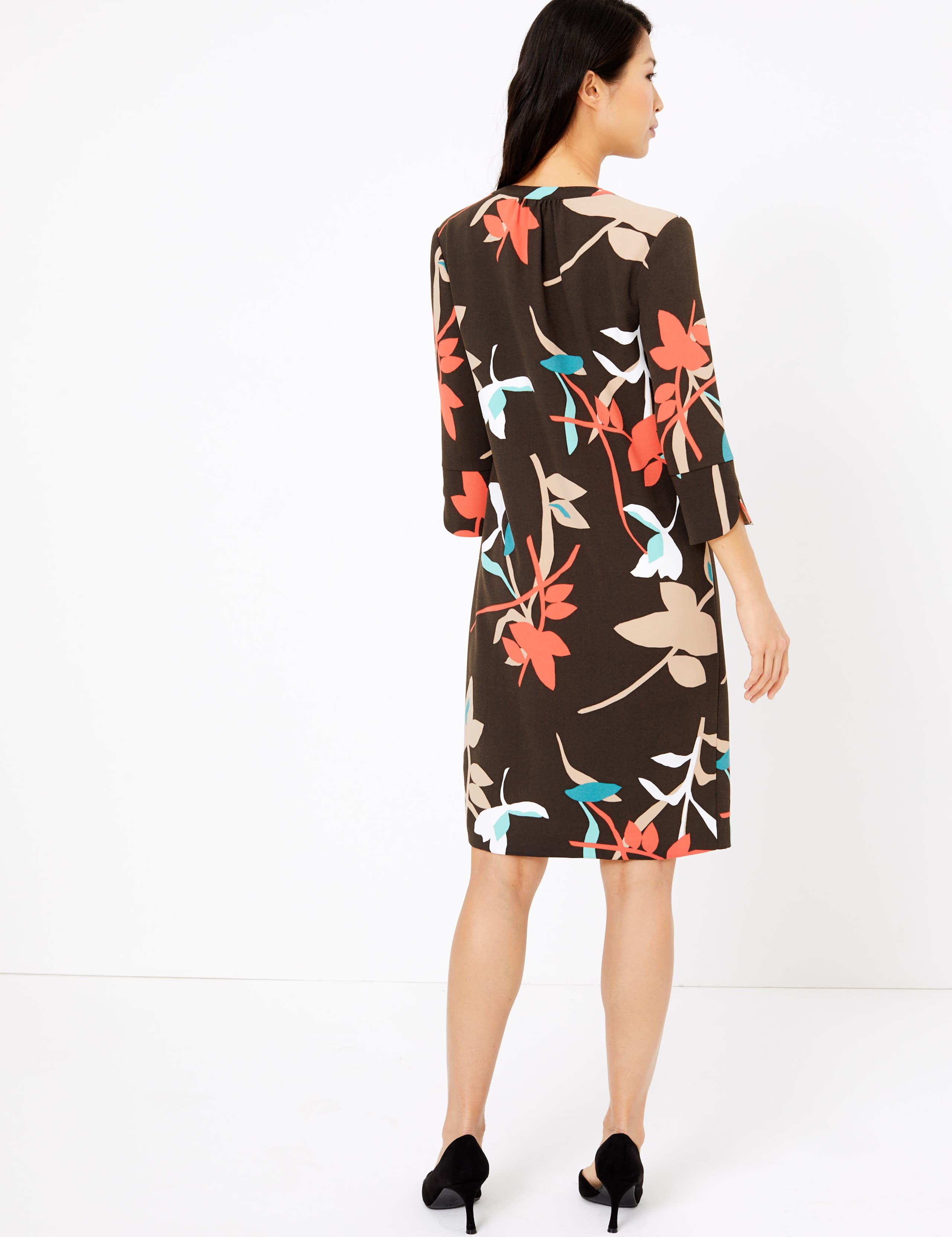 Crepe Floral Shift Dress 3 of 3
