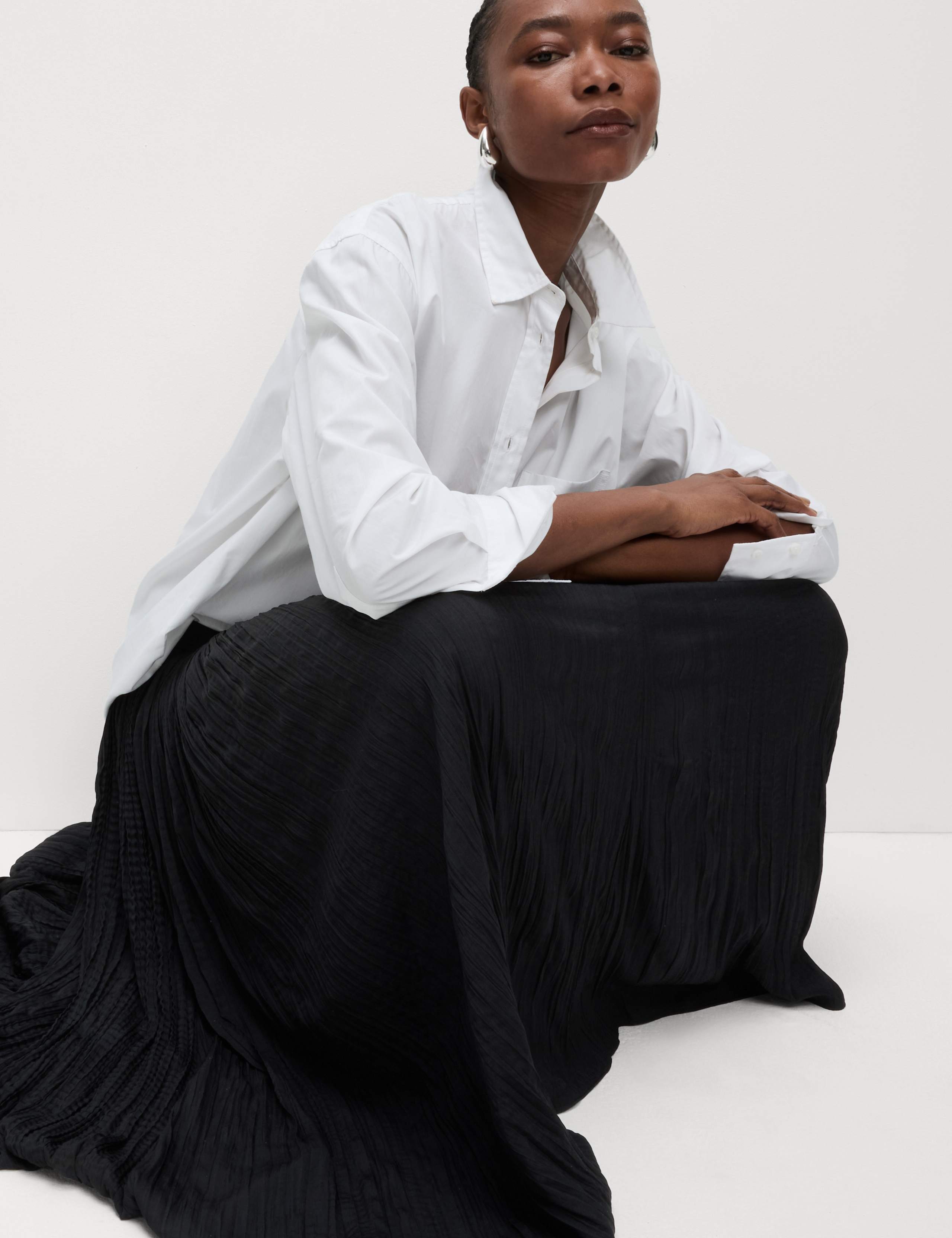 Textured Pleated Midi Slip Skirt 6 of 6