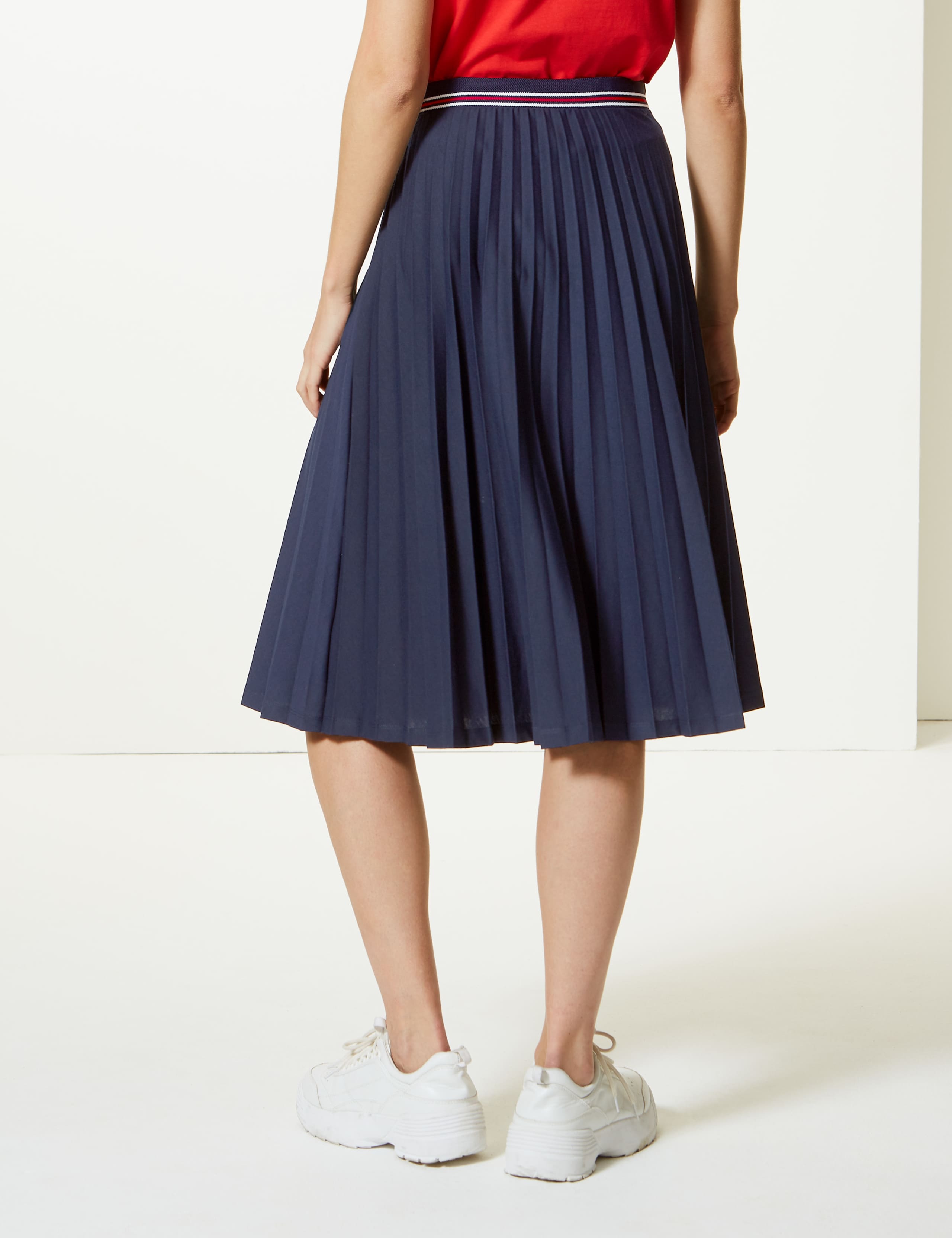 Jersey Pleated Midi Skirt 2 of 3