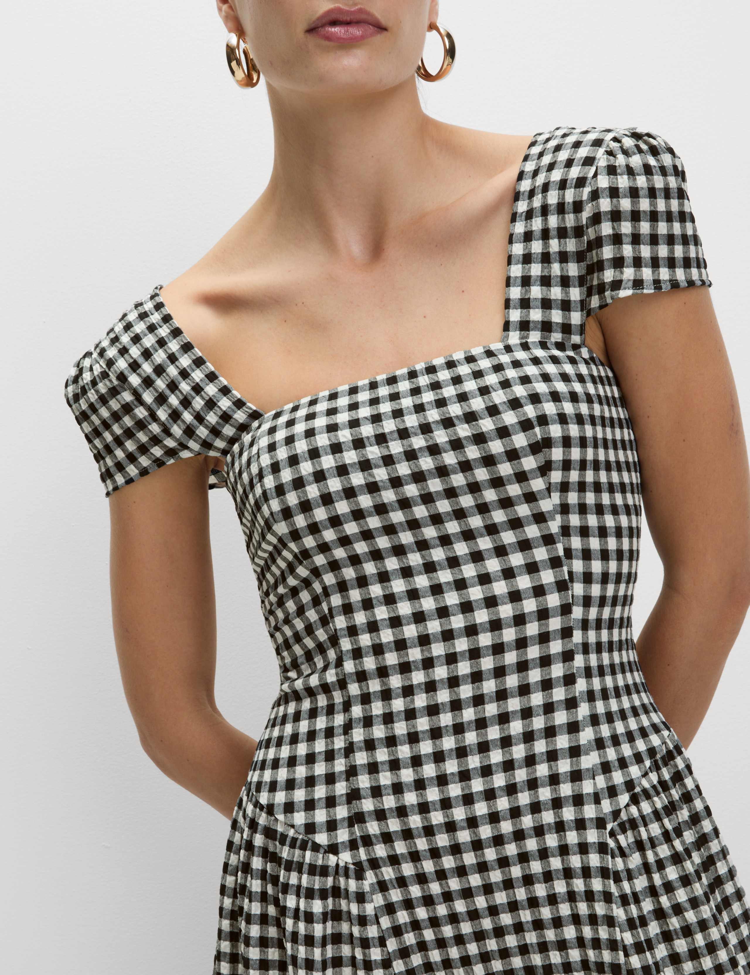 Cotton Rich Gingham Square Neck Midi Dress 4 of 7
