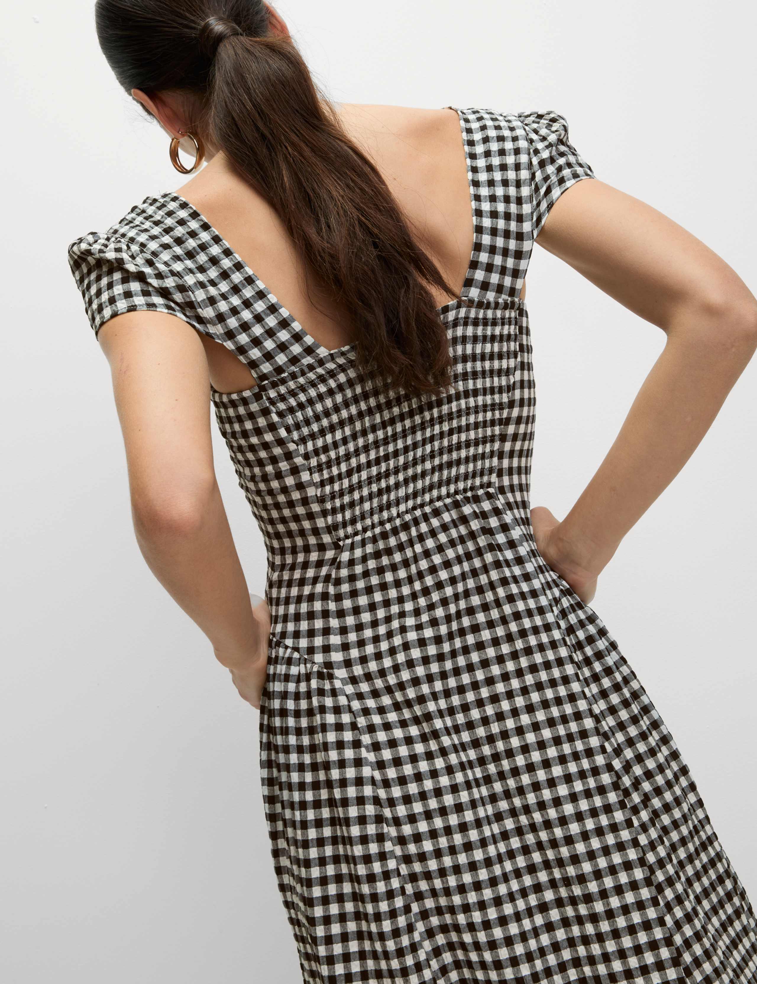 Cotton Rich Gingham Square Neck Midi Dress 7 of 7