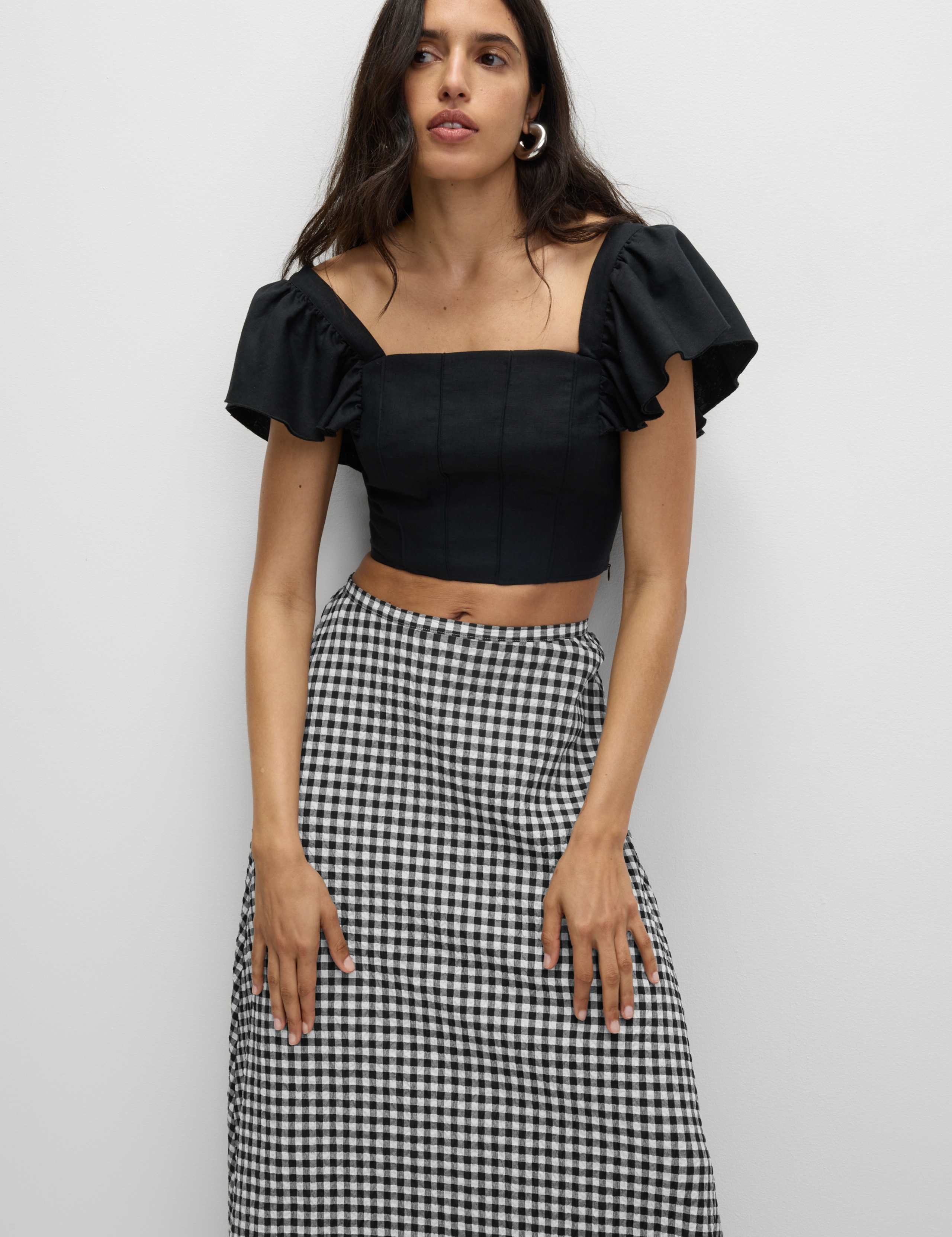 Cotton Rich Gingham Midaxi A-Line Skirt 3 of 6