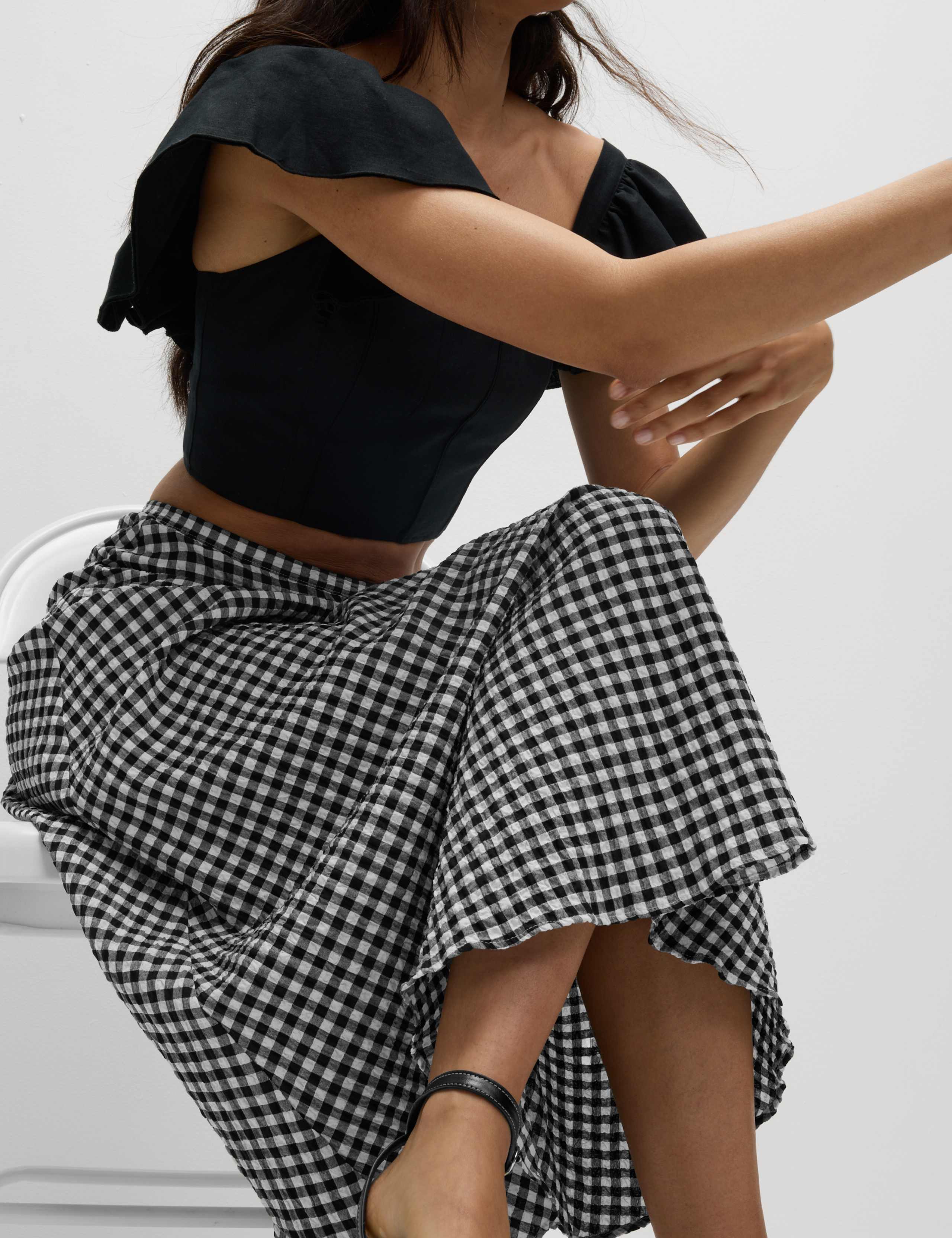 Cotton Rich Gingham Midaxi A-Line Skirt 5 of 6