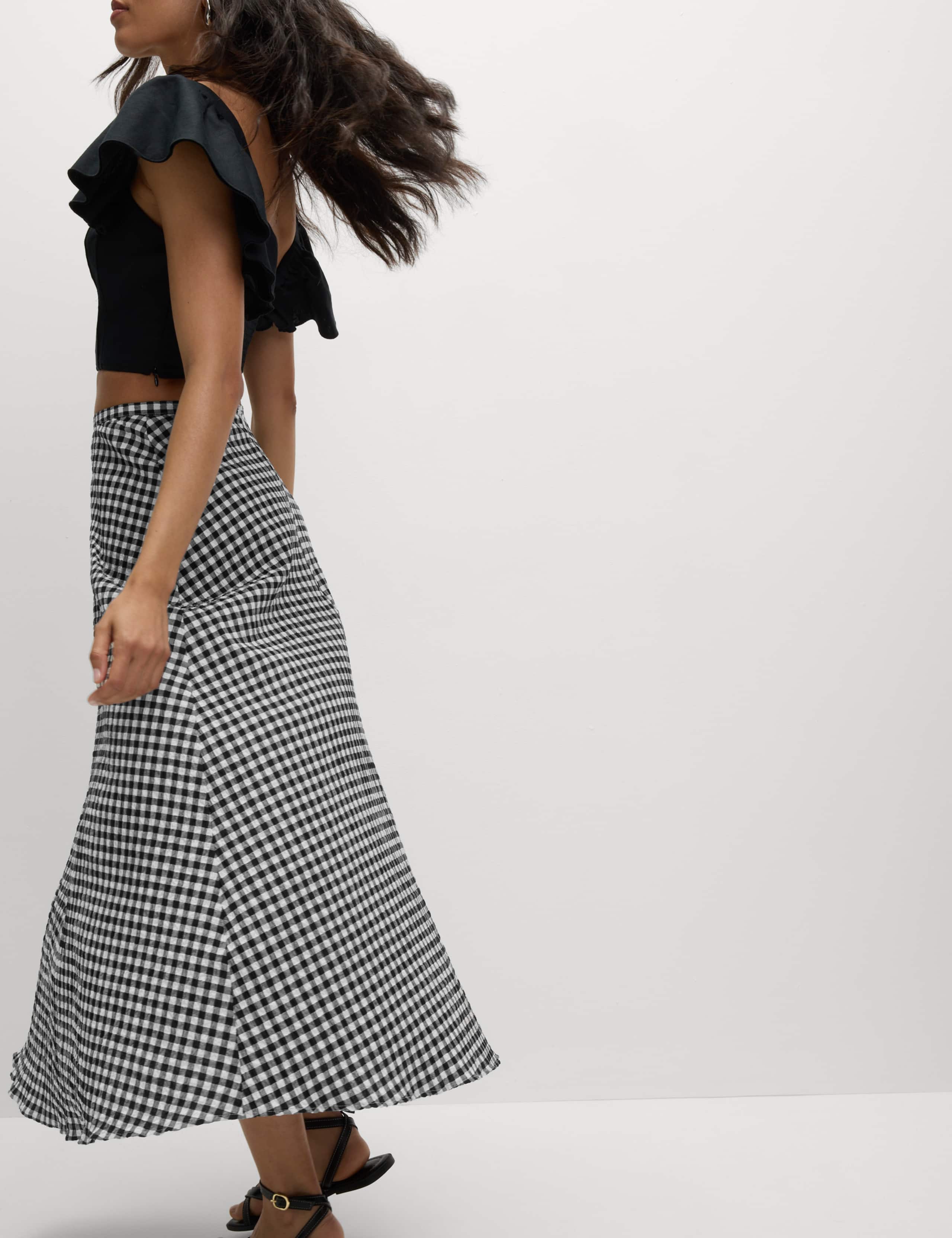 Cotton Rich Gingham Midaxi A-Line Skirt 6 of 6
