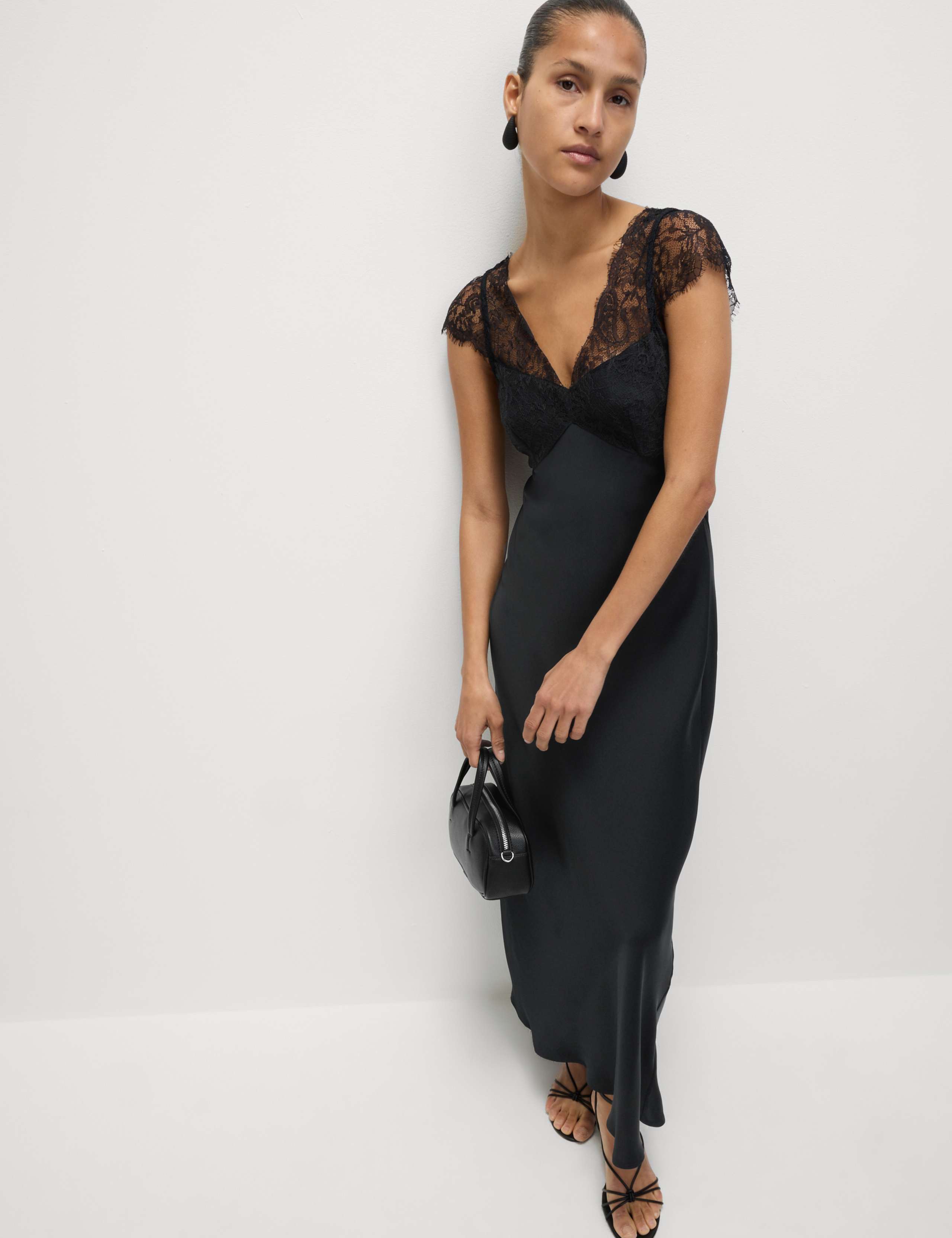 Lace V-Neck Midi Slip Dress 3 of 7