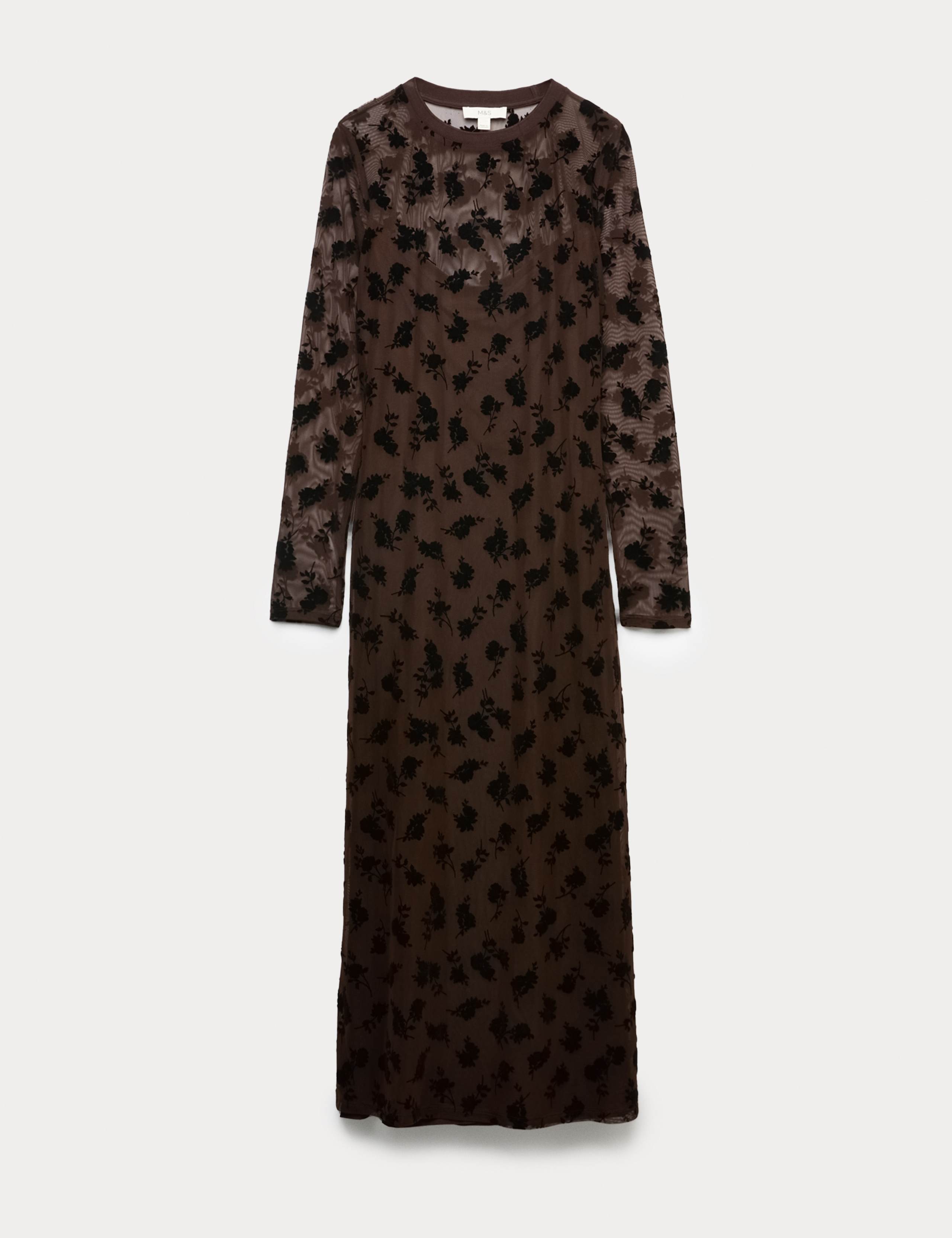 Devoré Floral Round Neck Midaxi Dress 2 of 5