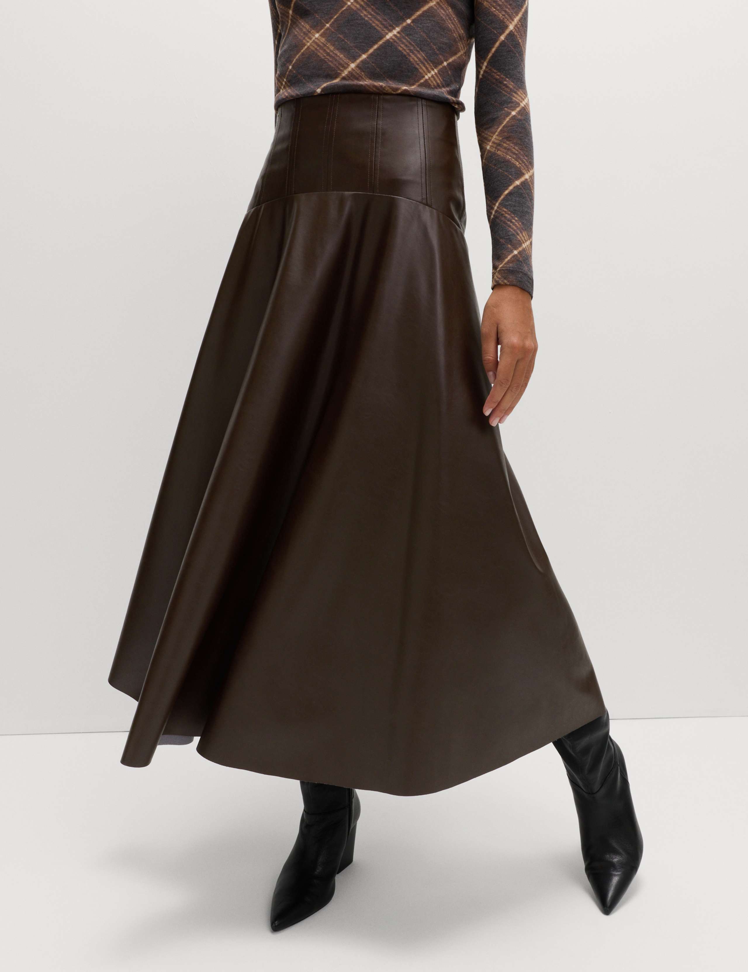 Leather Look Panelled Midaxi Skirt 6 of 7