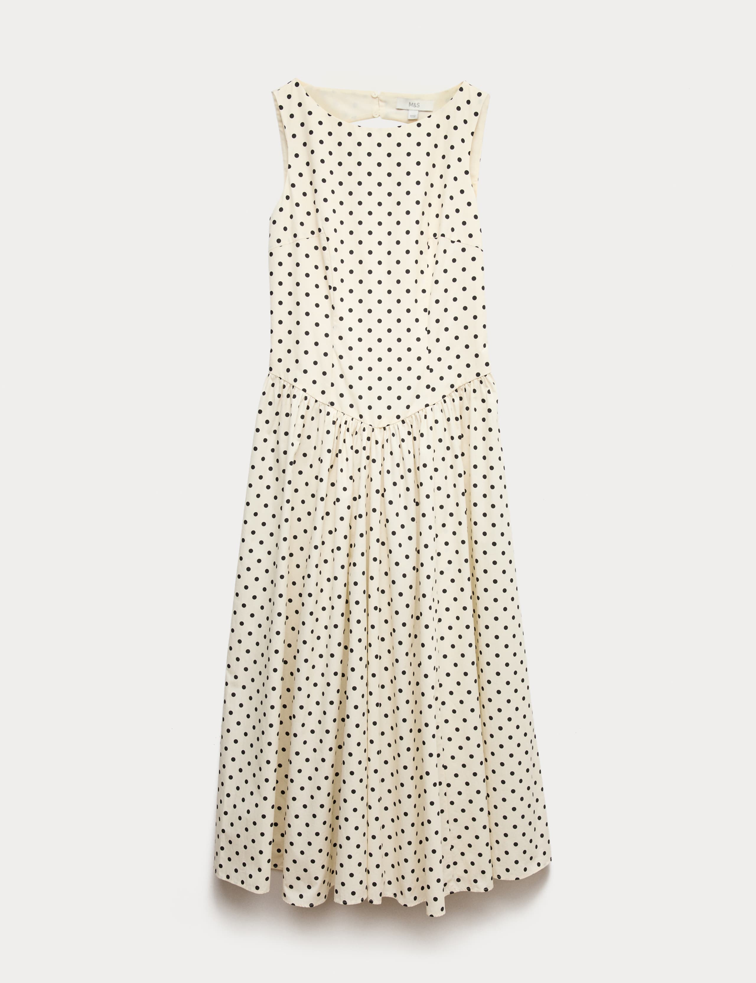 Polka Dot Round Neck Midaxi Waisted Dress 2 of 6
