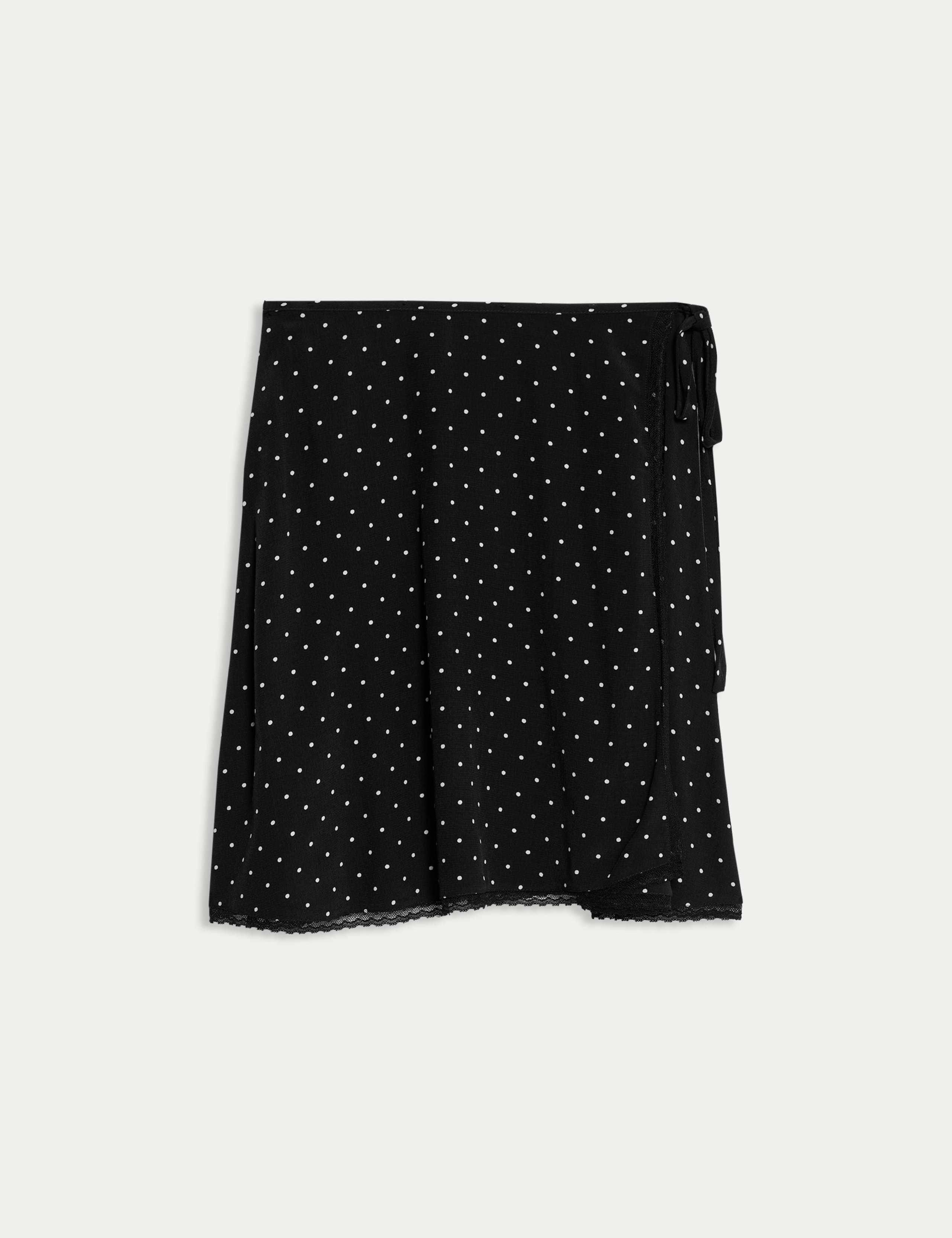 Soft Polka Dot High Waisted Mini Wrap Skirt 2 of 6