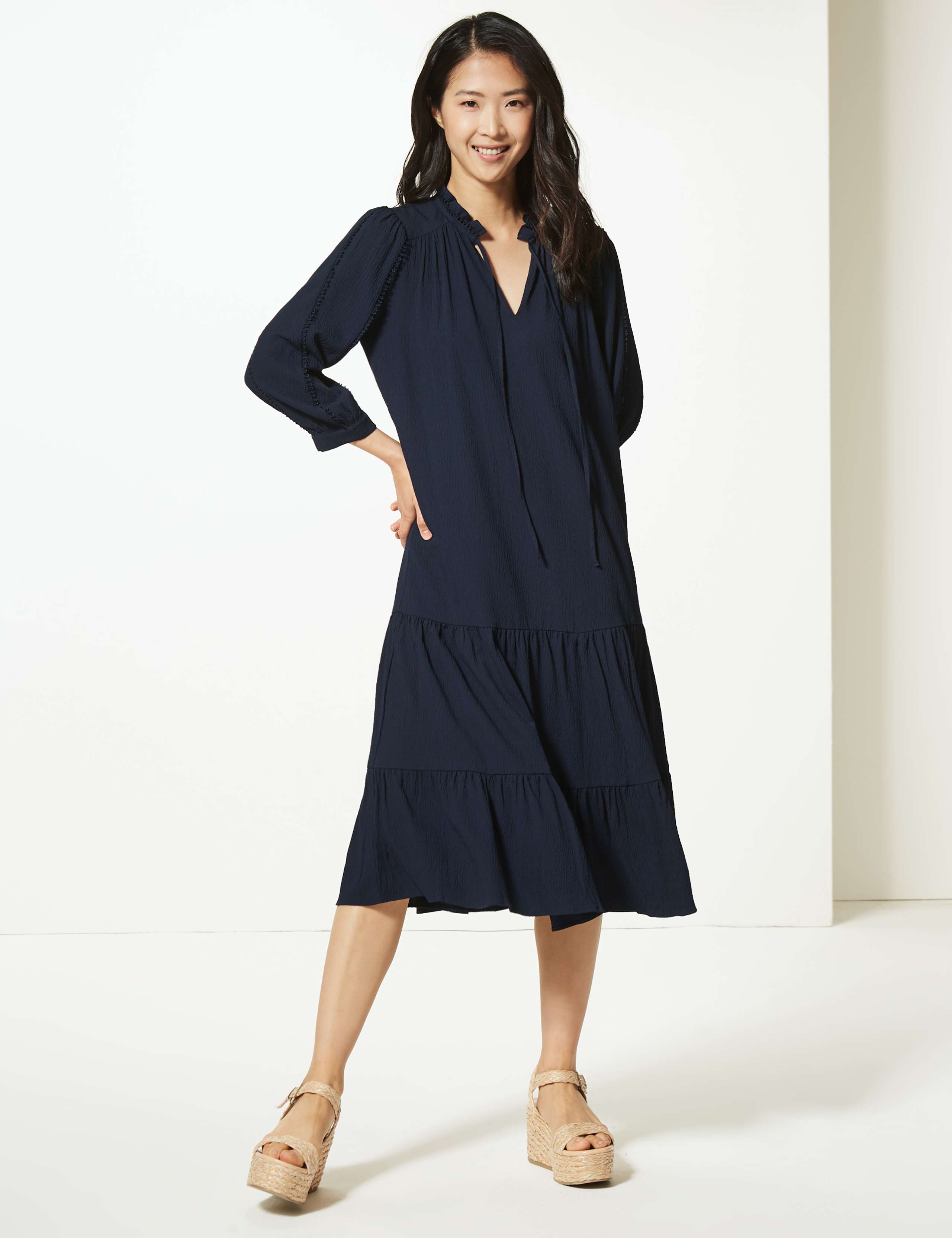 Crinkled Relaxed Midi Dress 1 of 4