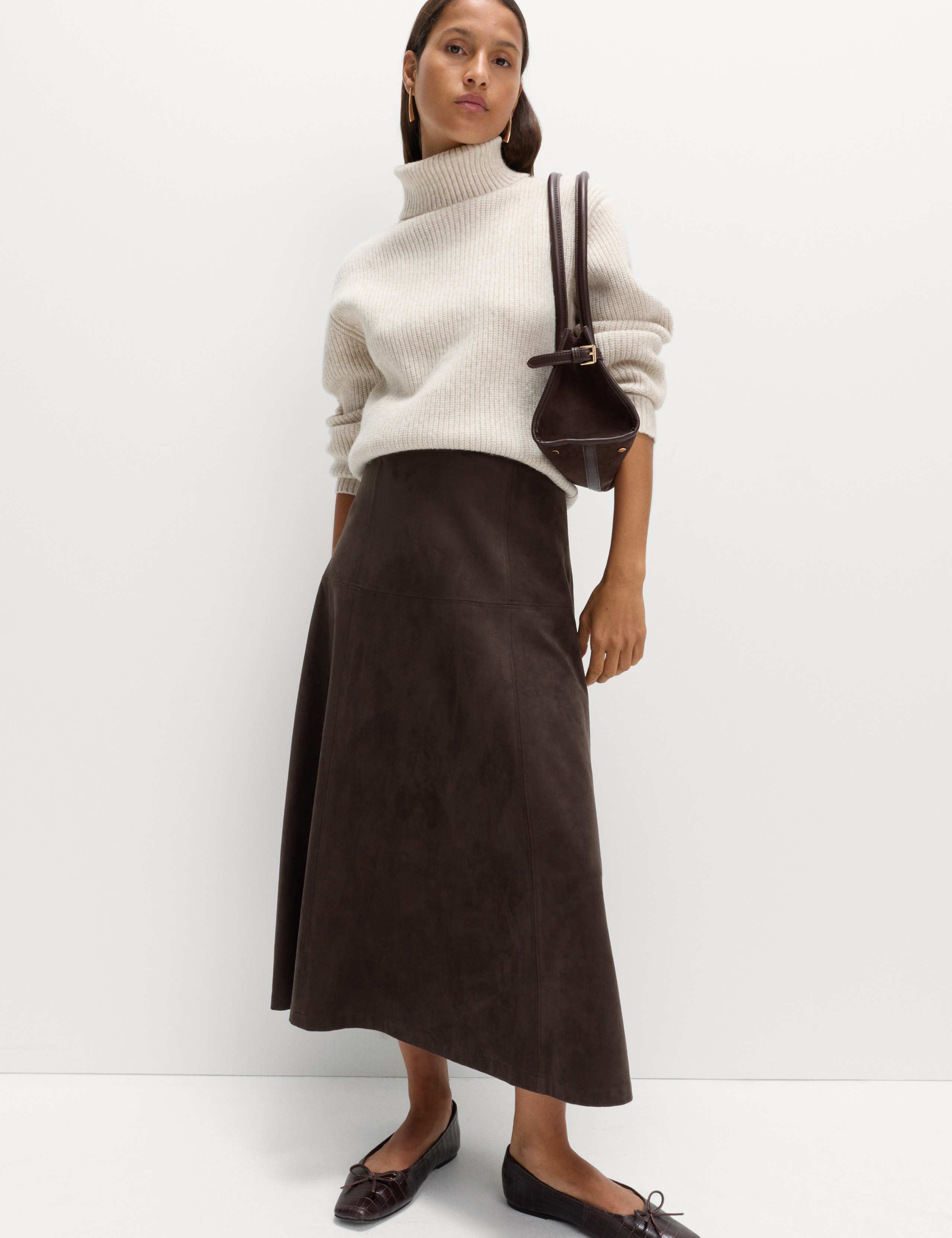 Suedette Maxi A-Line Skirt 3 of 7
