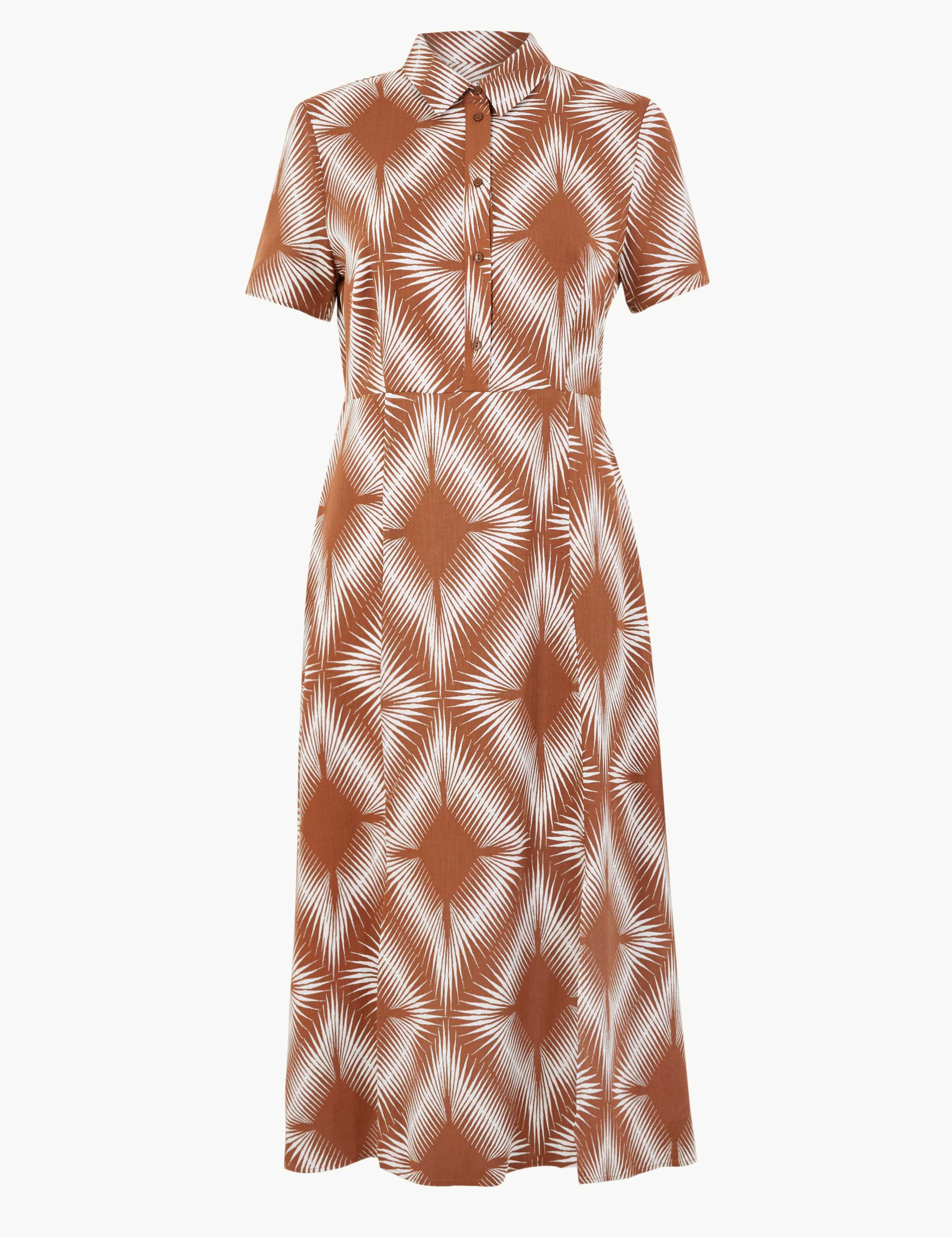 Diamond Print Shirt Midi Dress 2 of 5