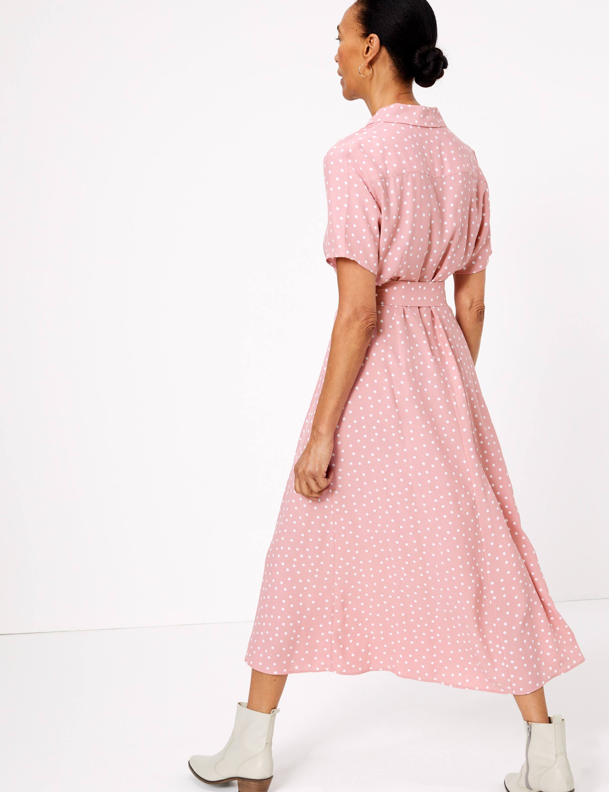 Polka Dot Belted Midaxi Shirt Dress 4 of 6