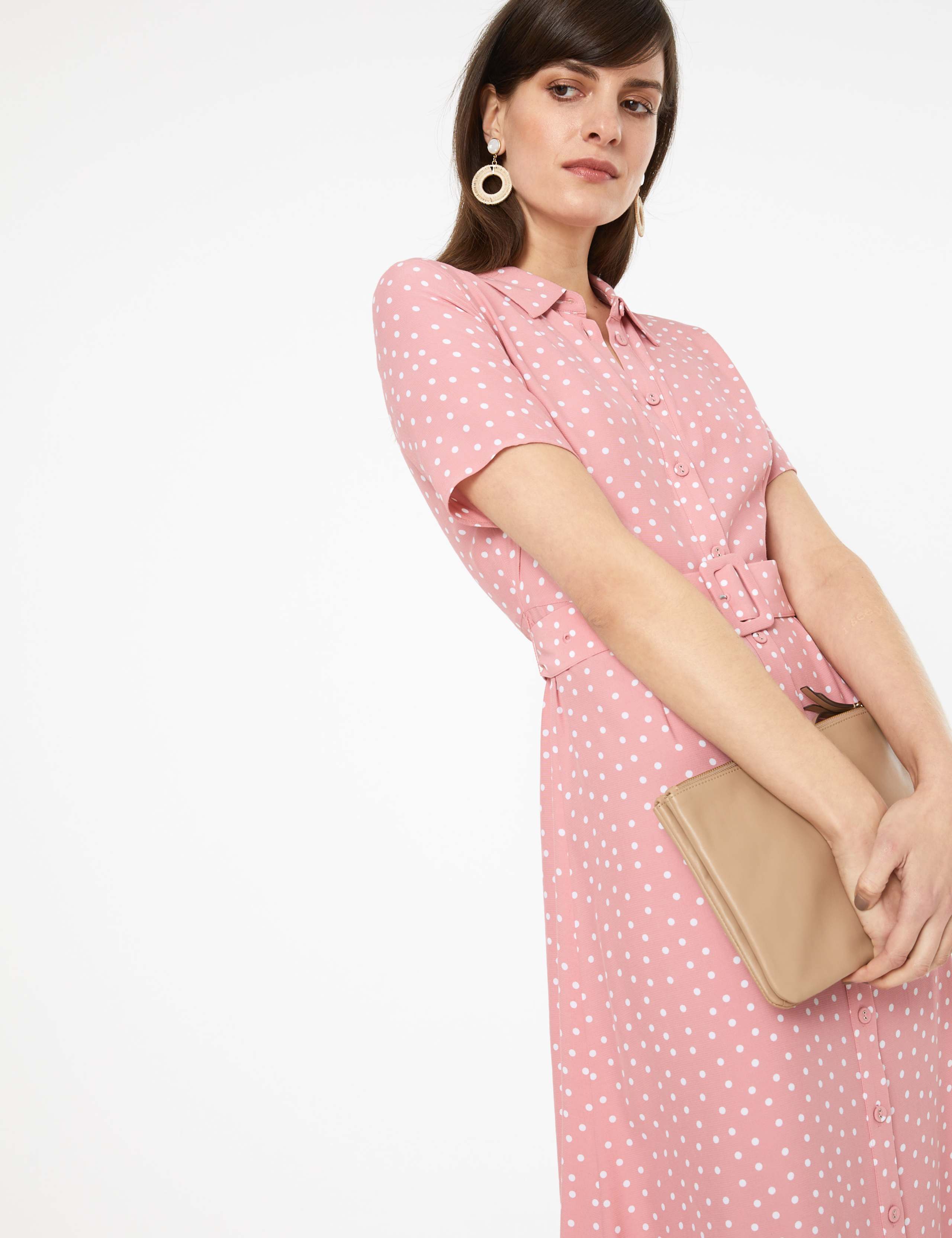 Polka Dot Belted Midaxi Shirt Dress 5 of 6