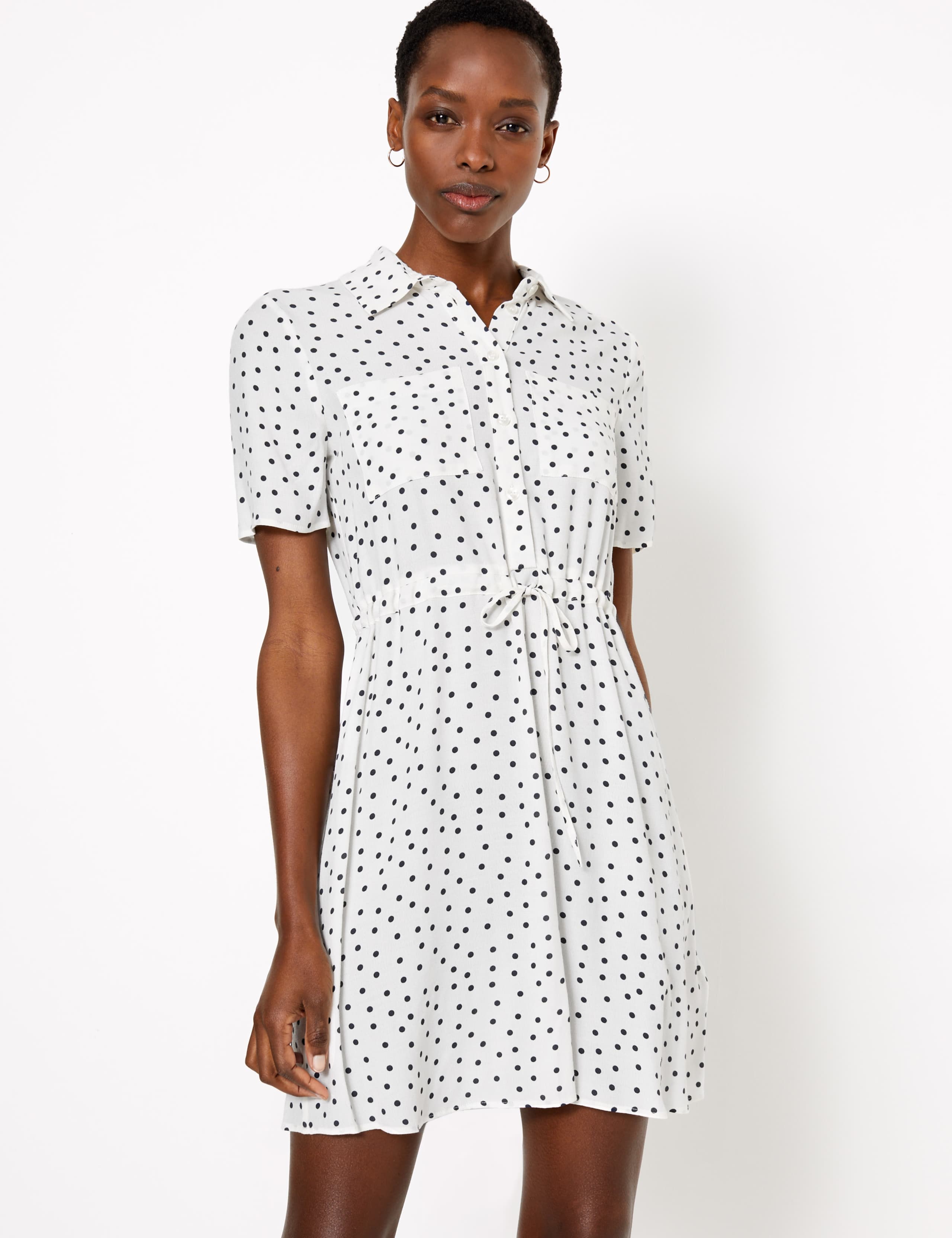 Polka Dot Mini Shirt Dress 1 of 3