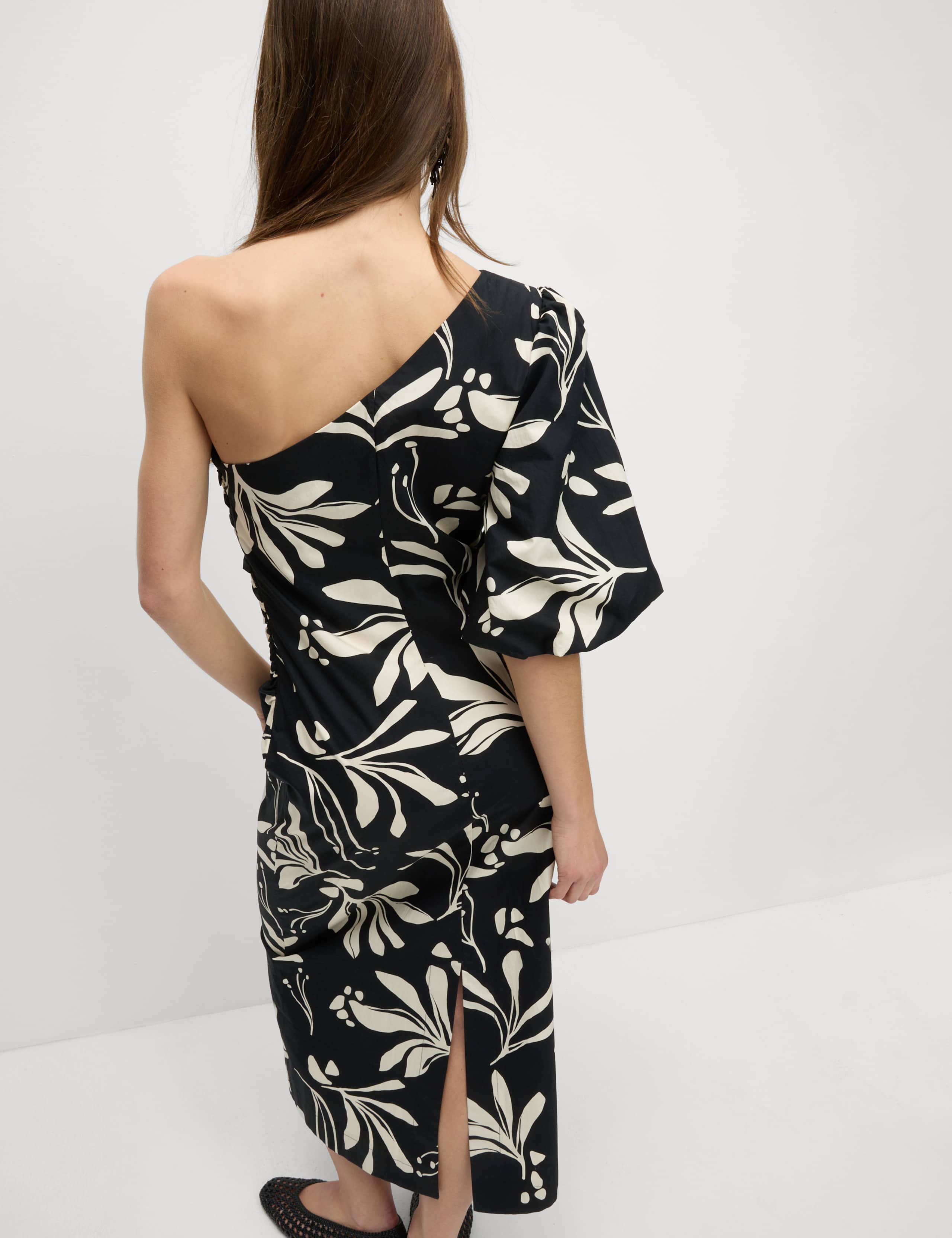 Pure Cotton Floral One Shoulder Midaxi Column Dress 5 of 6