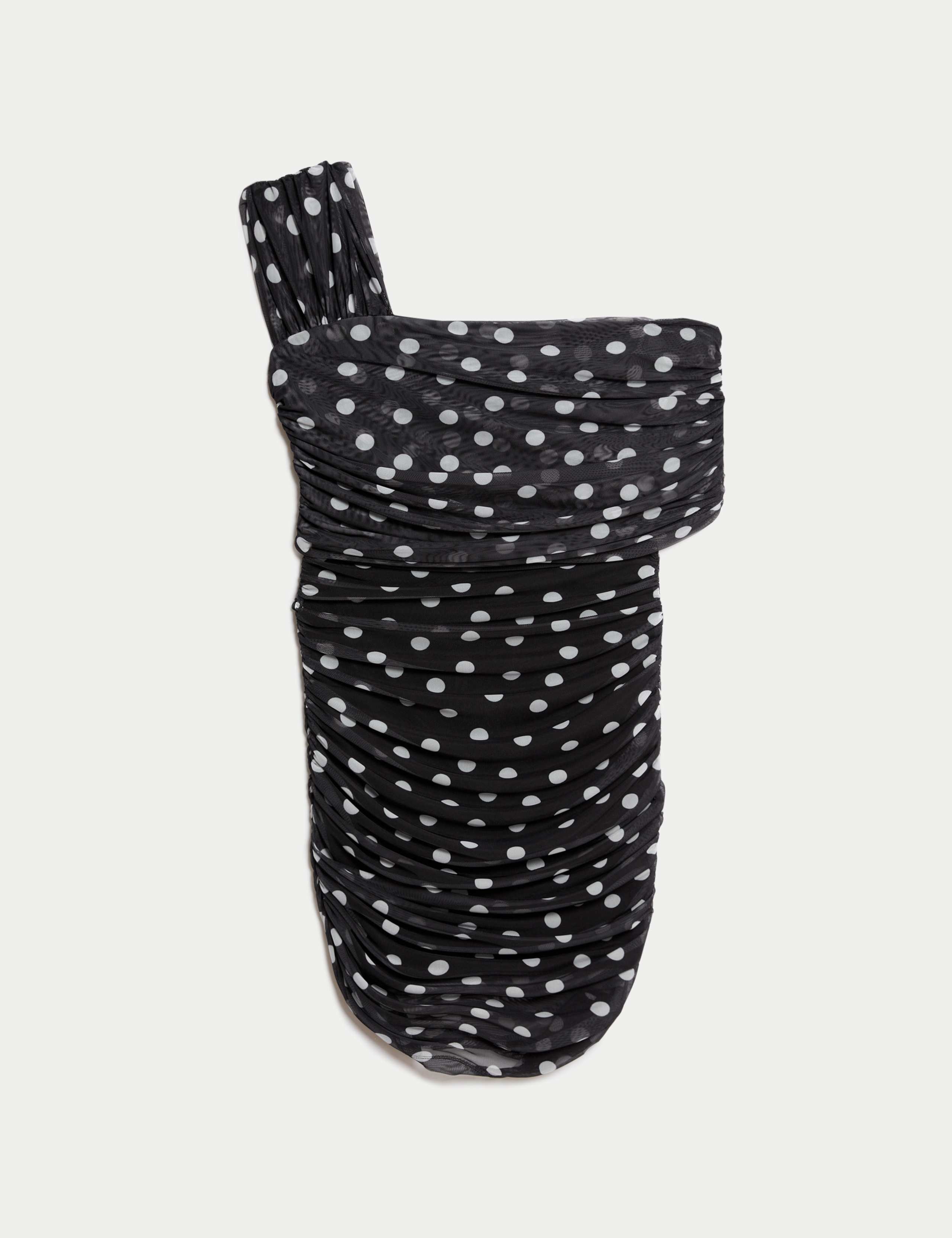 Spot Print Ruched Mini Bodycon Dress 2 of 5