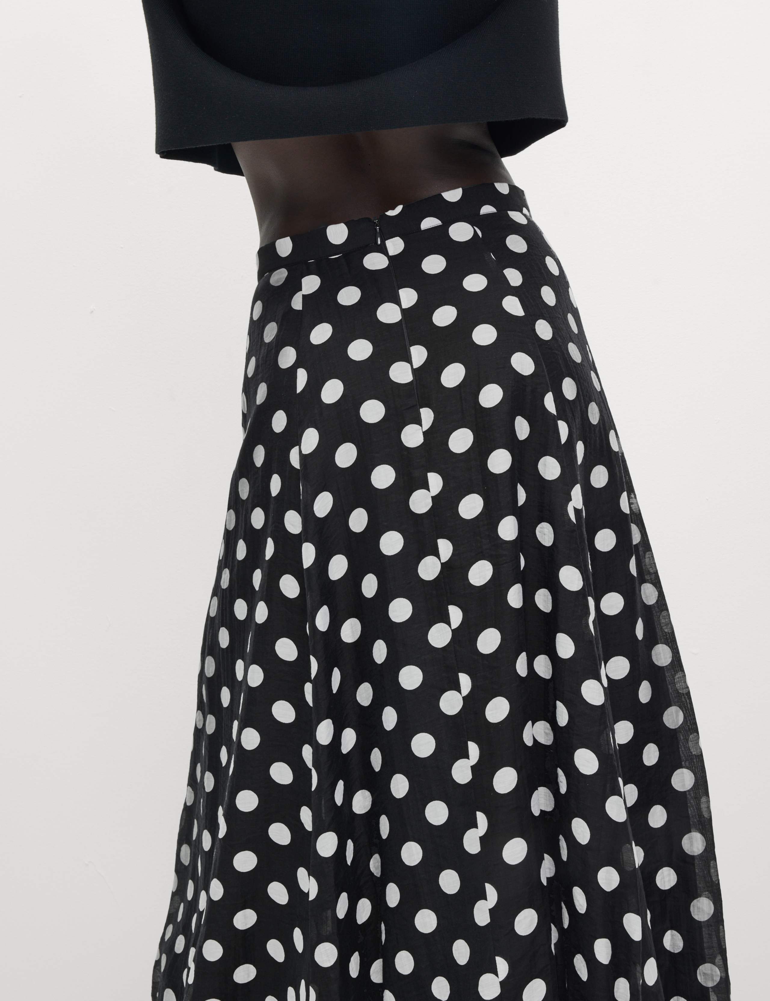 Lyocell Rich Polka Dot Midaxi A-Line Skirt 4 of 5