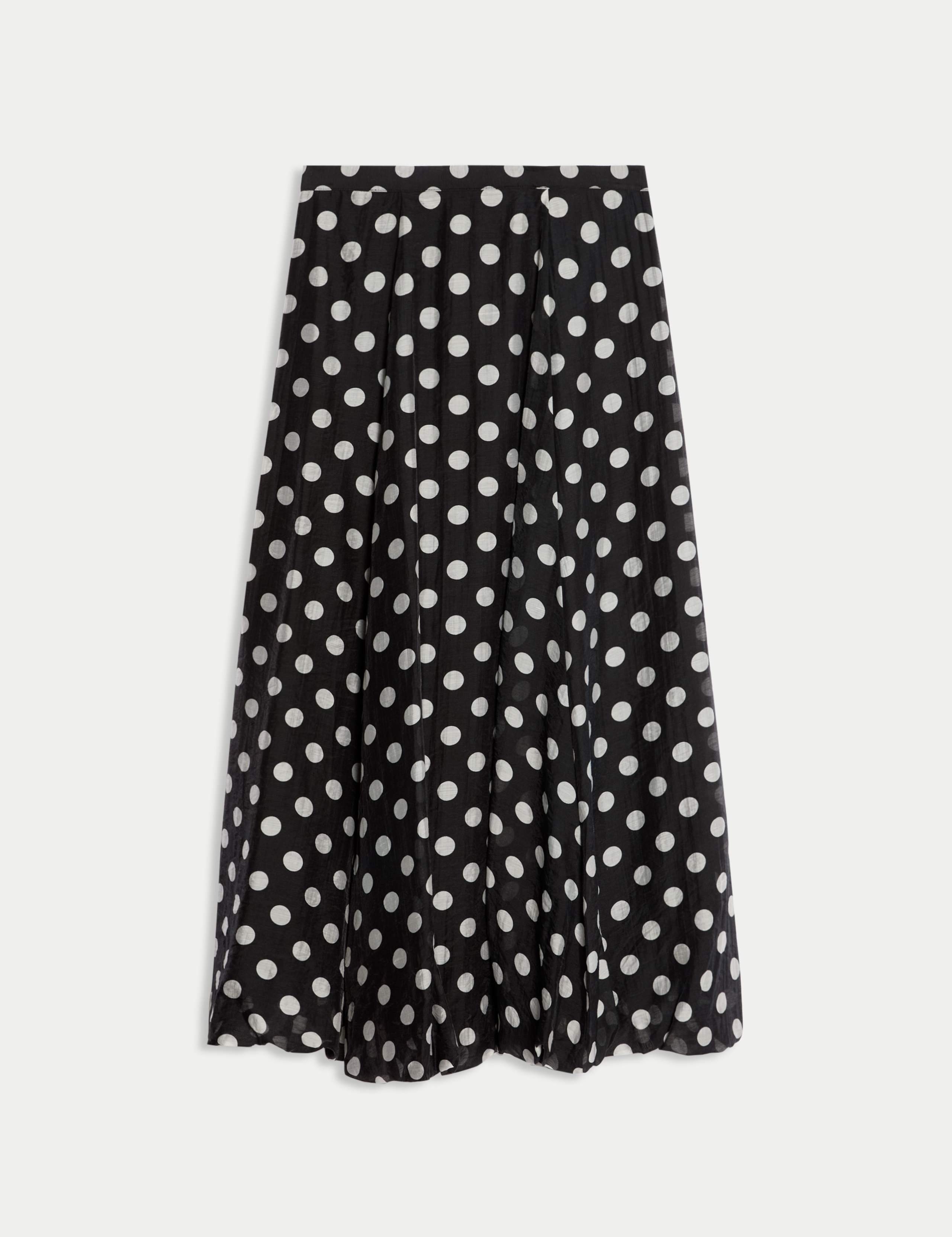 Lyocell Rich Polka Dot Midaxi A-Line Skirt 2 of 5