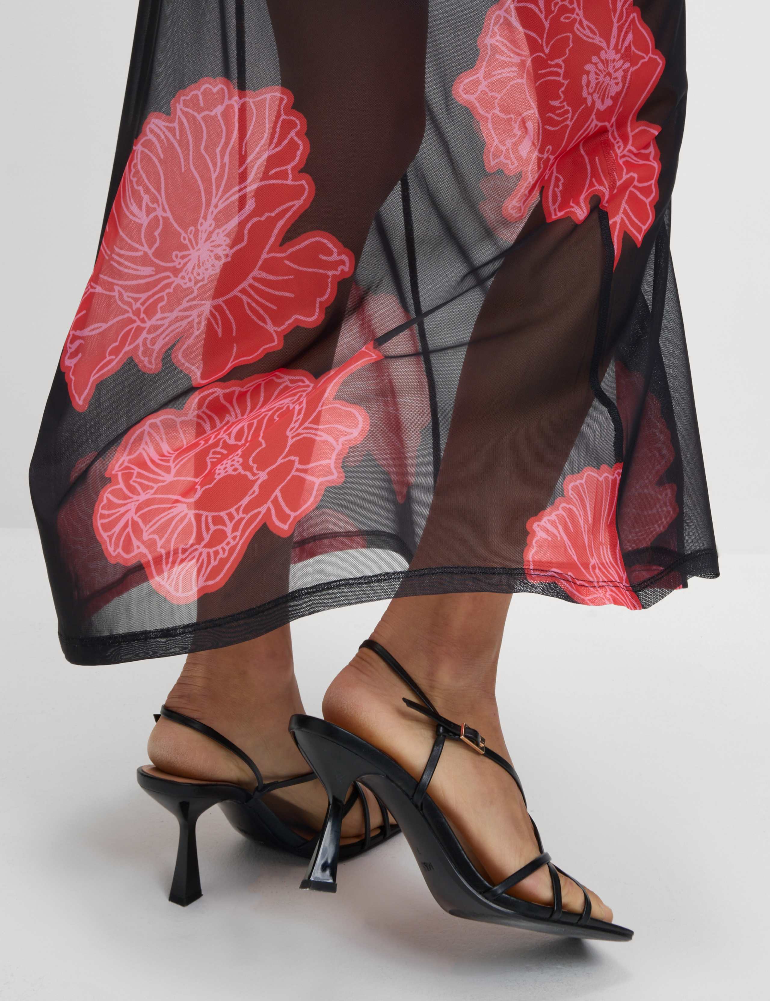 Floral Mesh Strappy Midi Bodycon Dress 3 of 6
