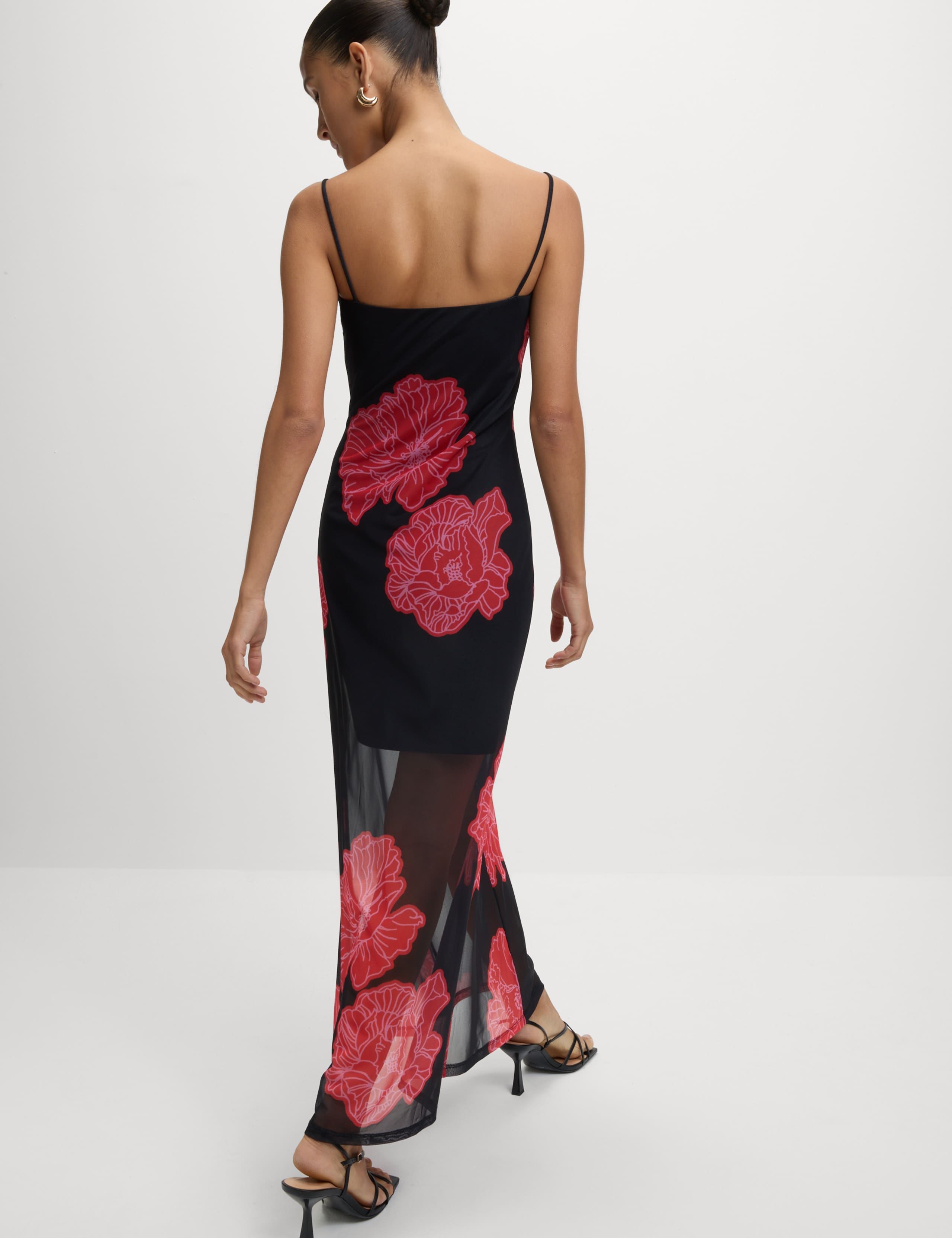 Floral Mesh Strappy Midi Bodycon Dress 4 of 6