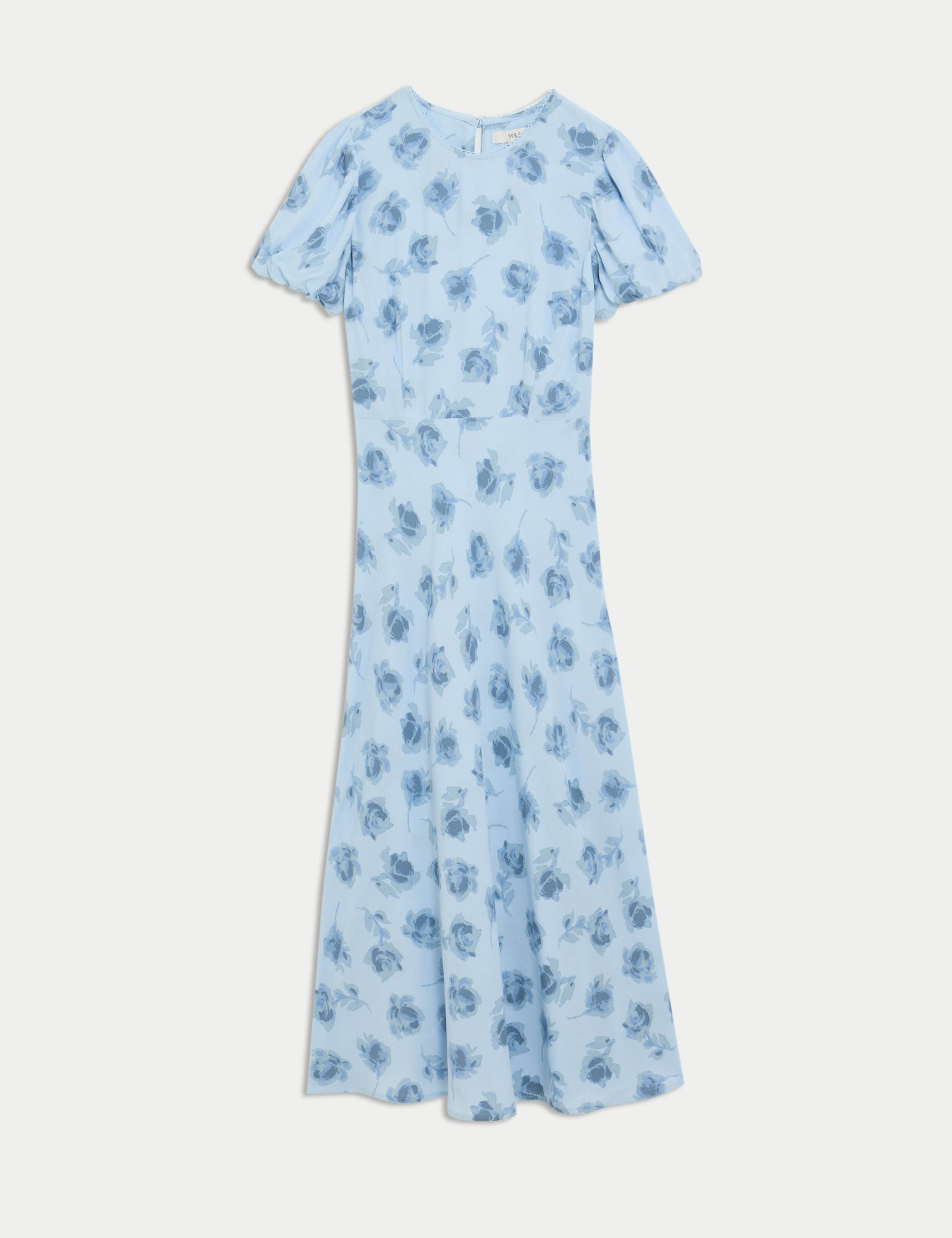 Floral Round Neck Midaxi Tea Dress 2 of 4