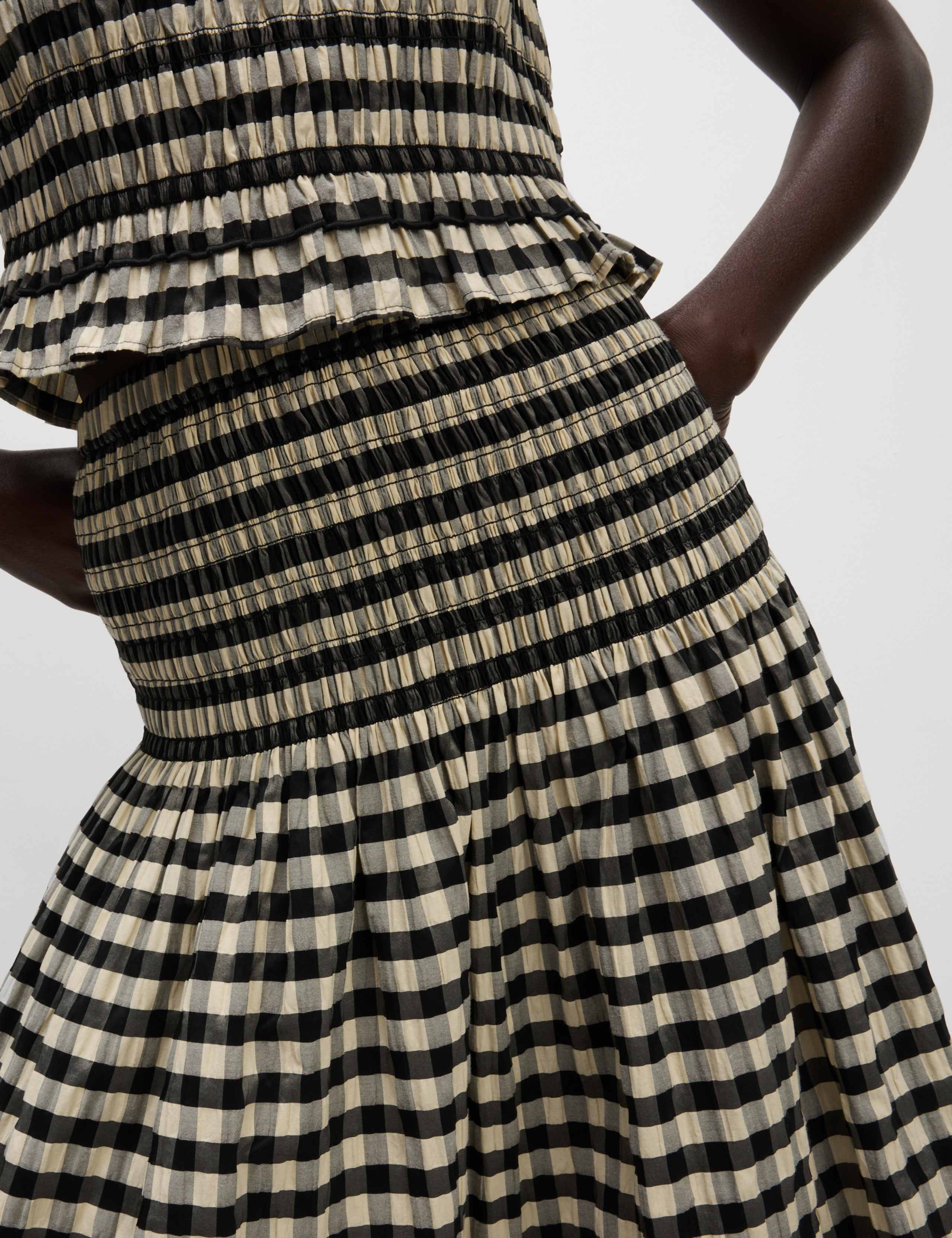 Cotton Blend Checked Midaxi A Line Skirt 4 of 6
