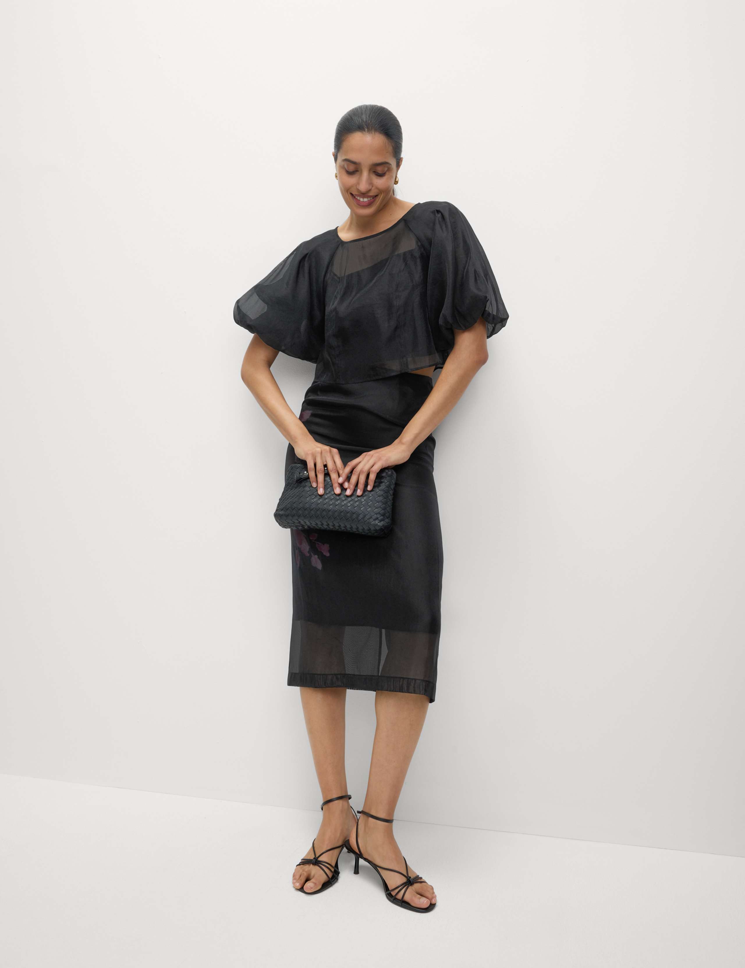 Organza Floral Midi Pencil Skirt 4 of 7