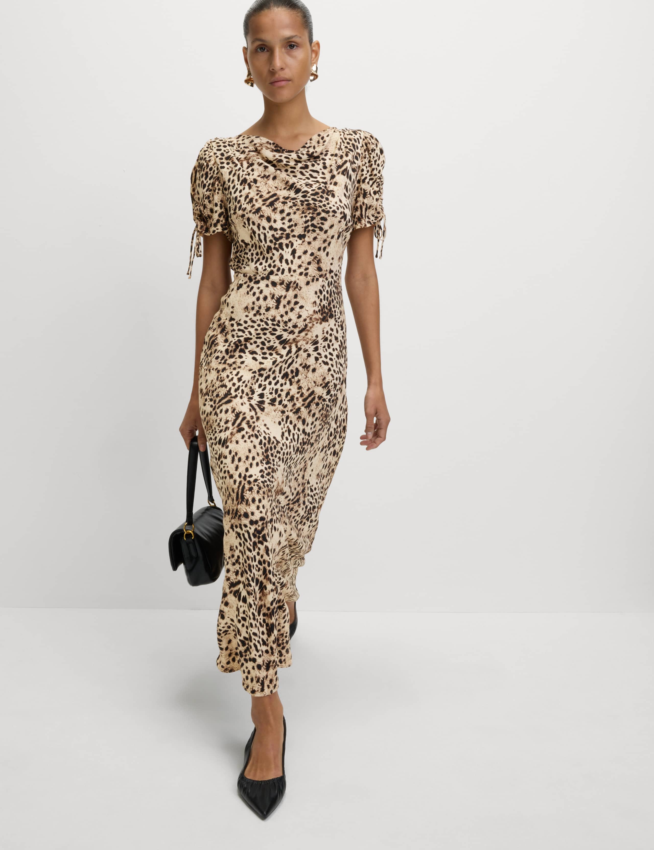 Animal Print Ruched Sleeve Maxi Dress 6 of 6