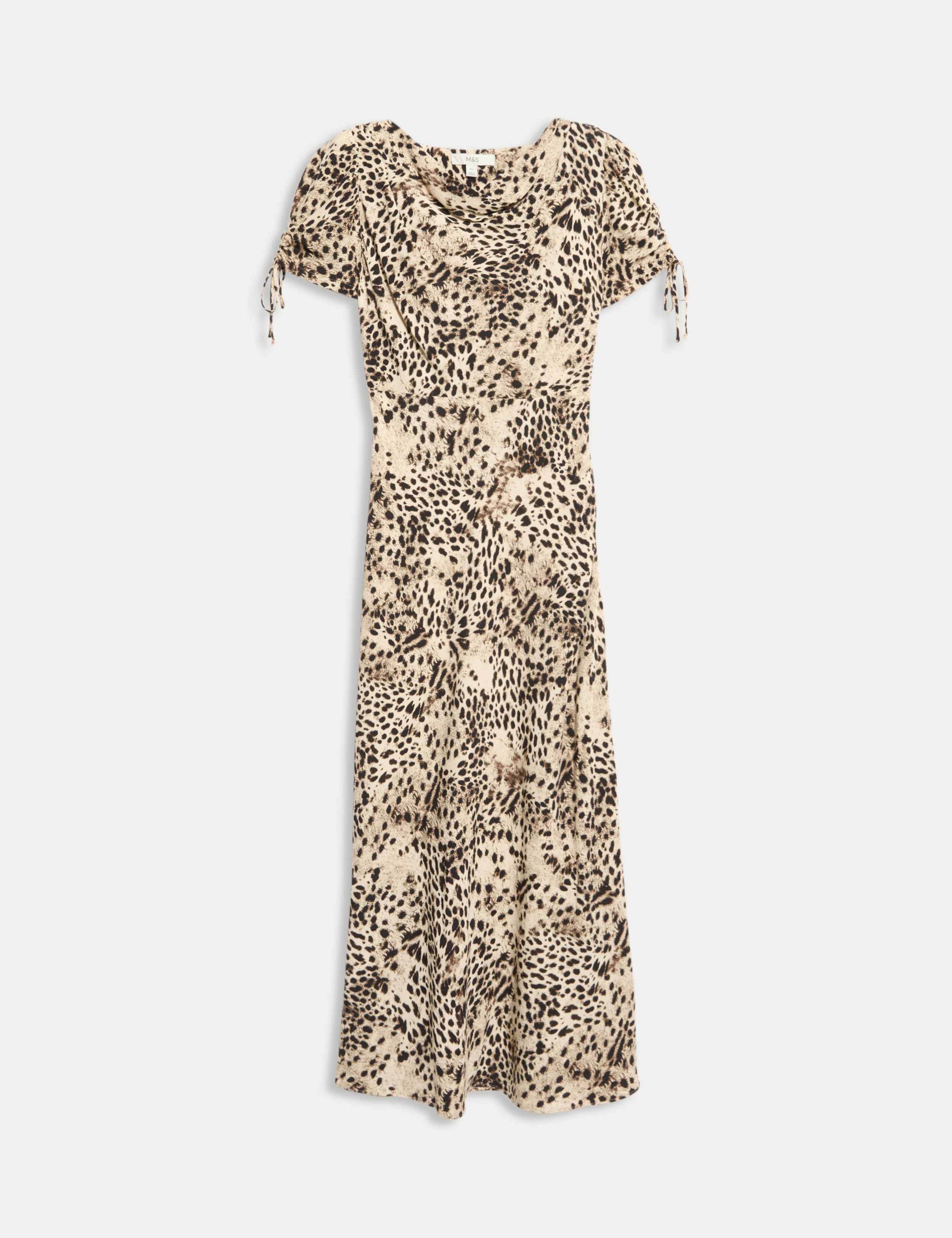 Animal Print Ruched Sleeve Maxi Dress 2 of 6