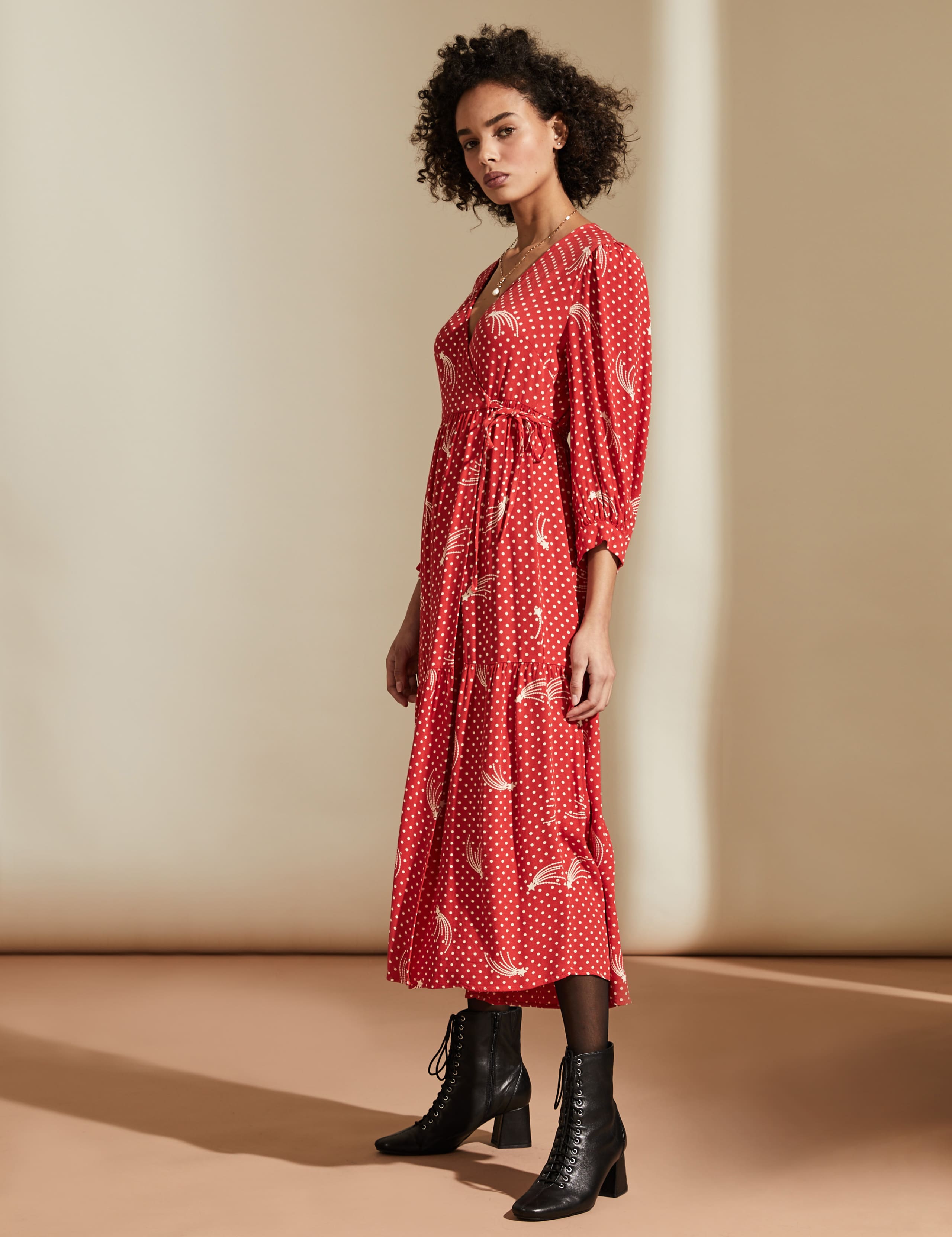 Star Print V-Neck Midaxi Wrap Dress 3 of 6