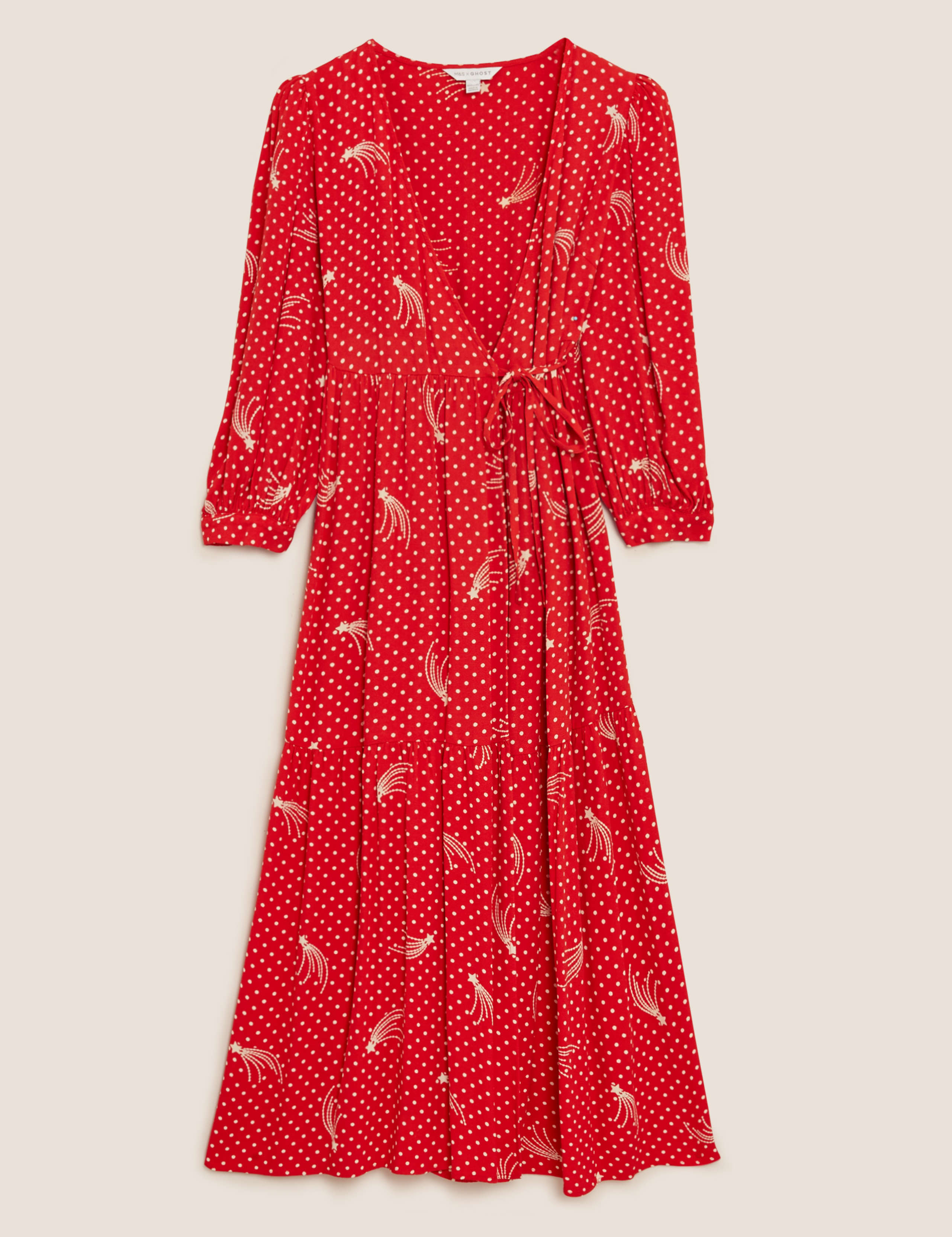 Star Print V-Neck Midaxi Wrap Dress 2 of 6