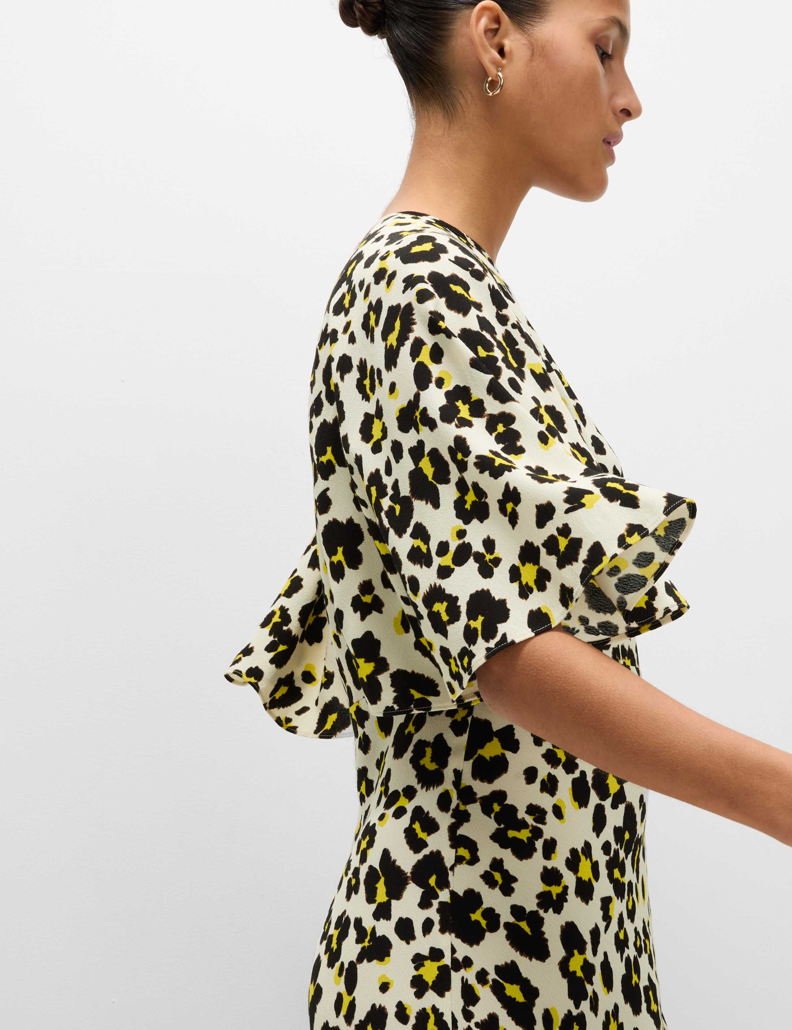 Printed Round Neck Cape Sleeve Midaxi Tea Dress 1 of 5