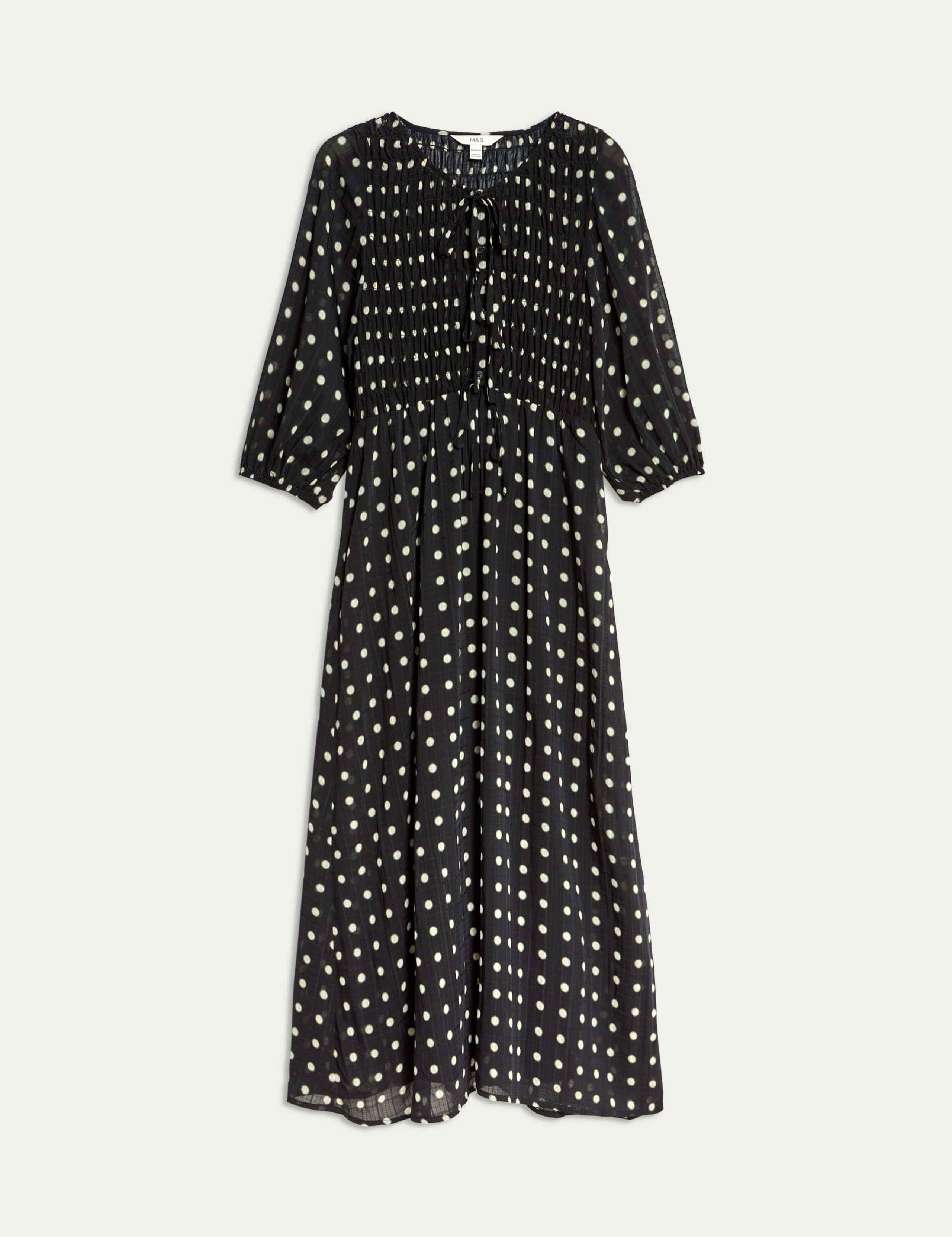 Printed Tie Front Midaxi Shirred Dress 2 of 5