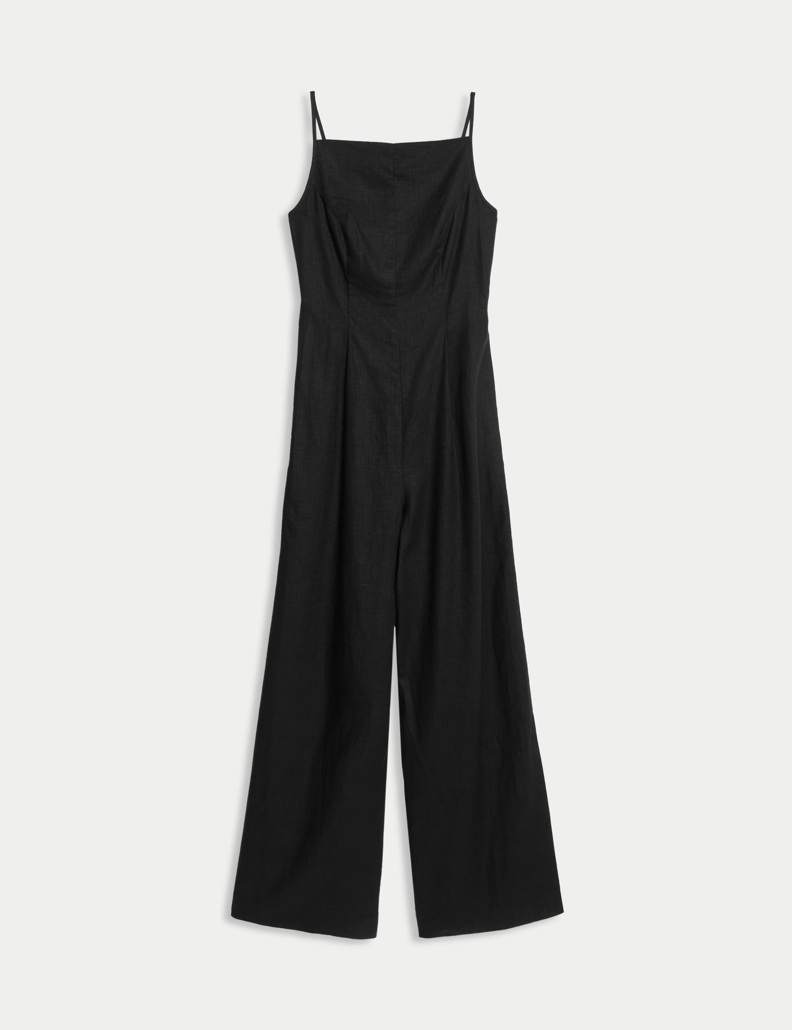 Linen Blend Square Neck Sleeveless Jumpsuit 2 of 5