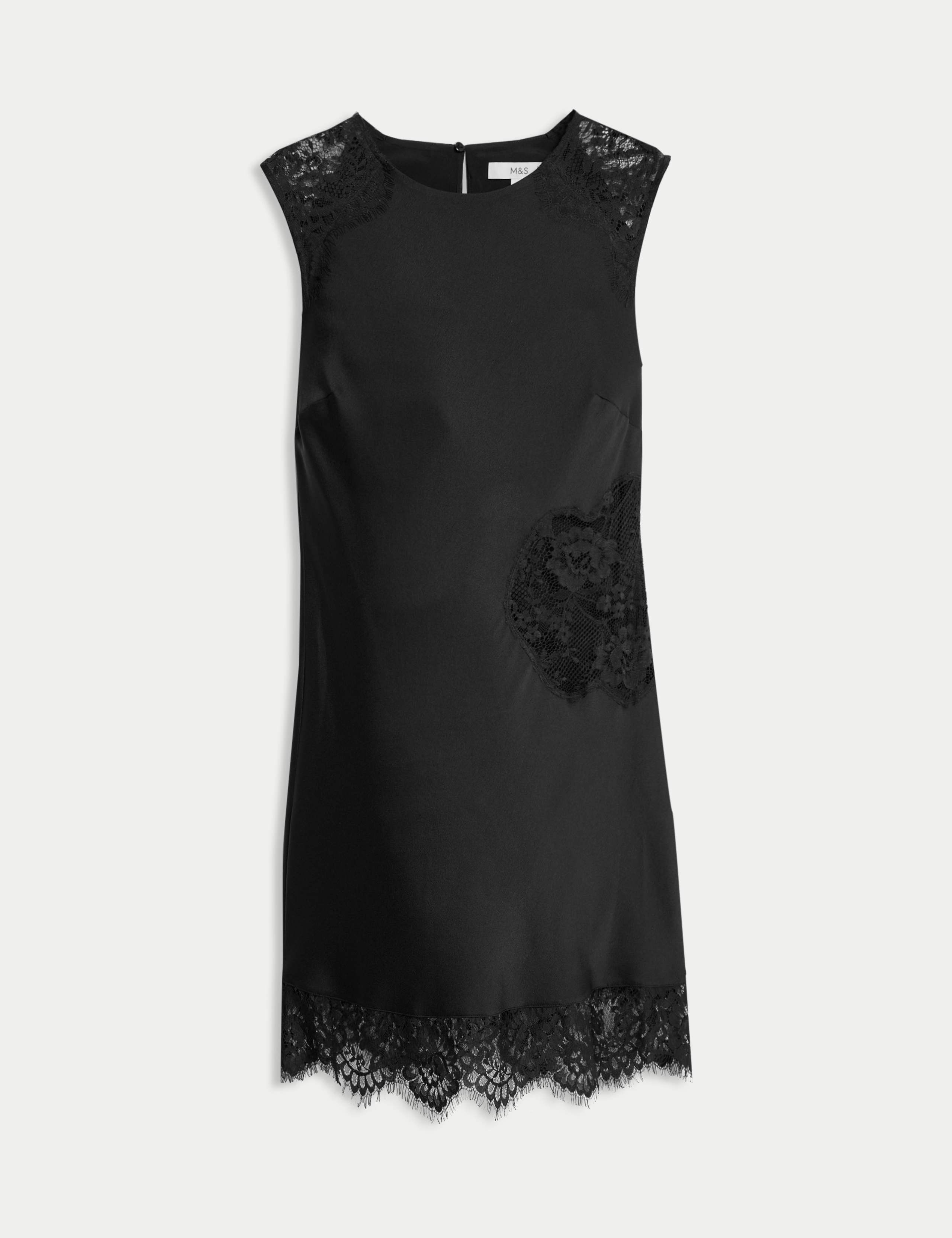 Round Neck Lace Insert Mini Shift Dress 2 of 5