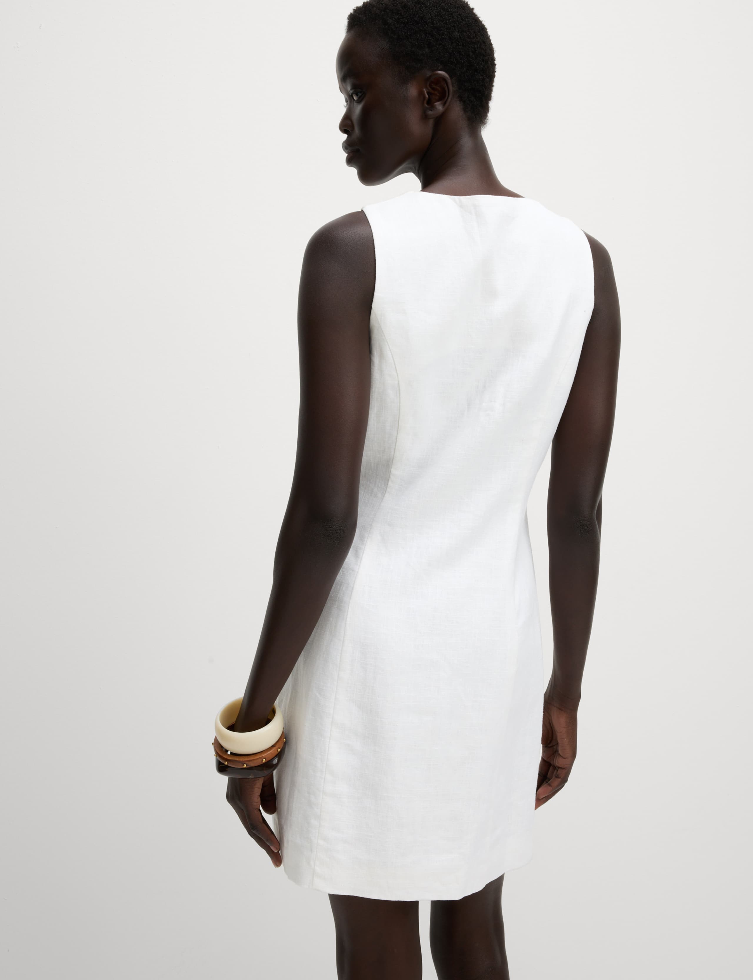 Linen Blend Button Through Mini Shift Dress 5 of 5