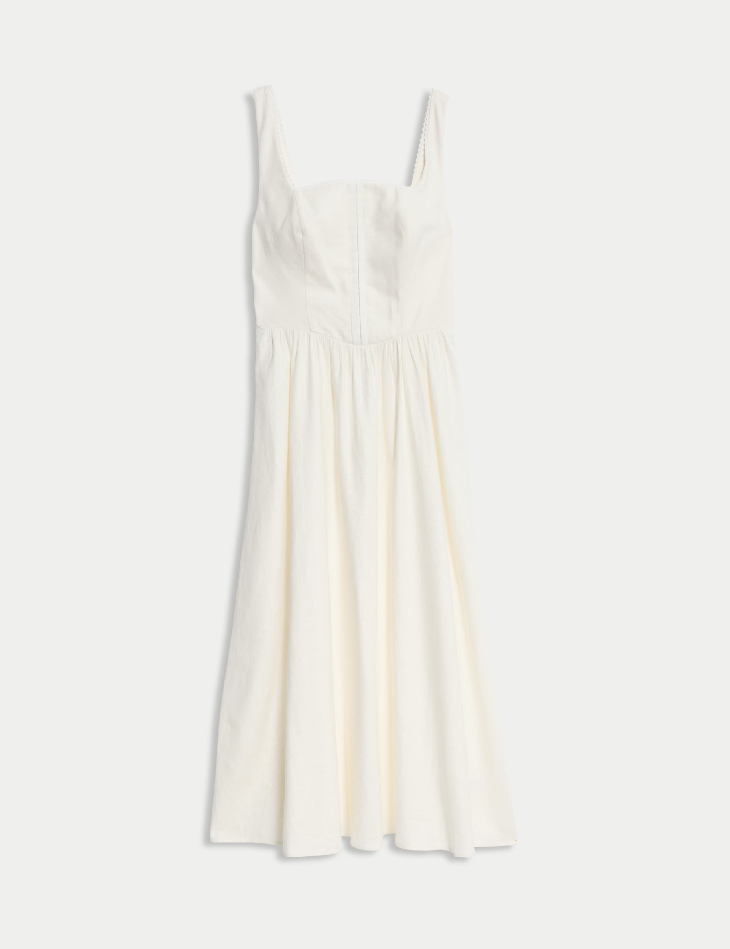 Linen Blend Square Neck Midi Skater Dress 2 of 6