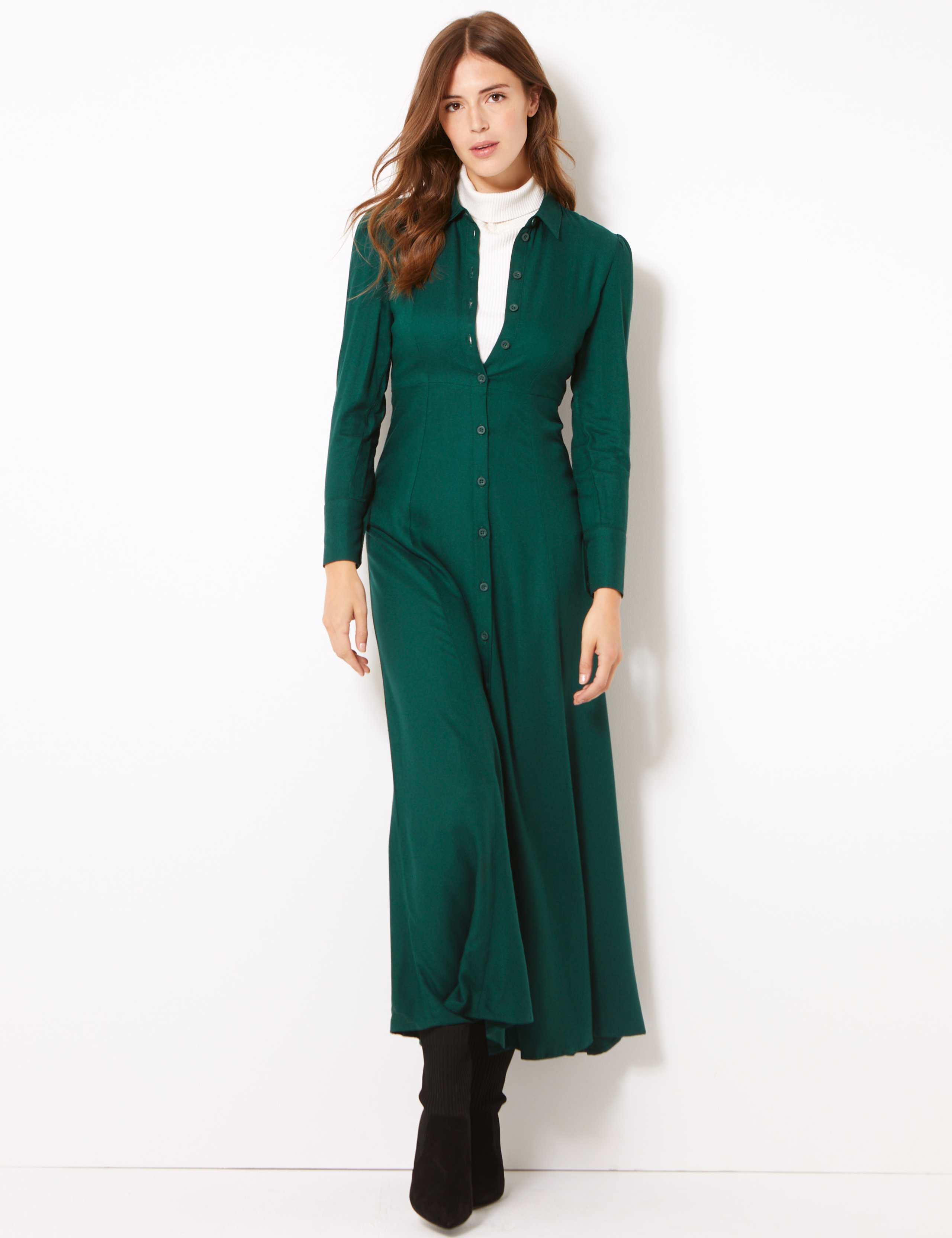 Long Sleeve Shirt Maxi Dress 1 of 4