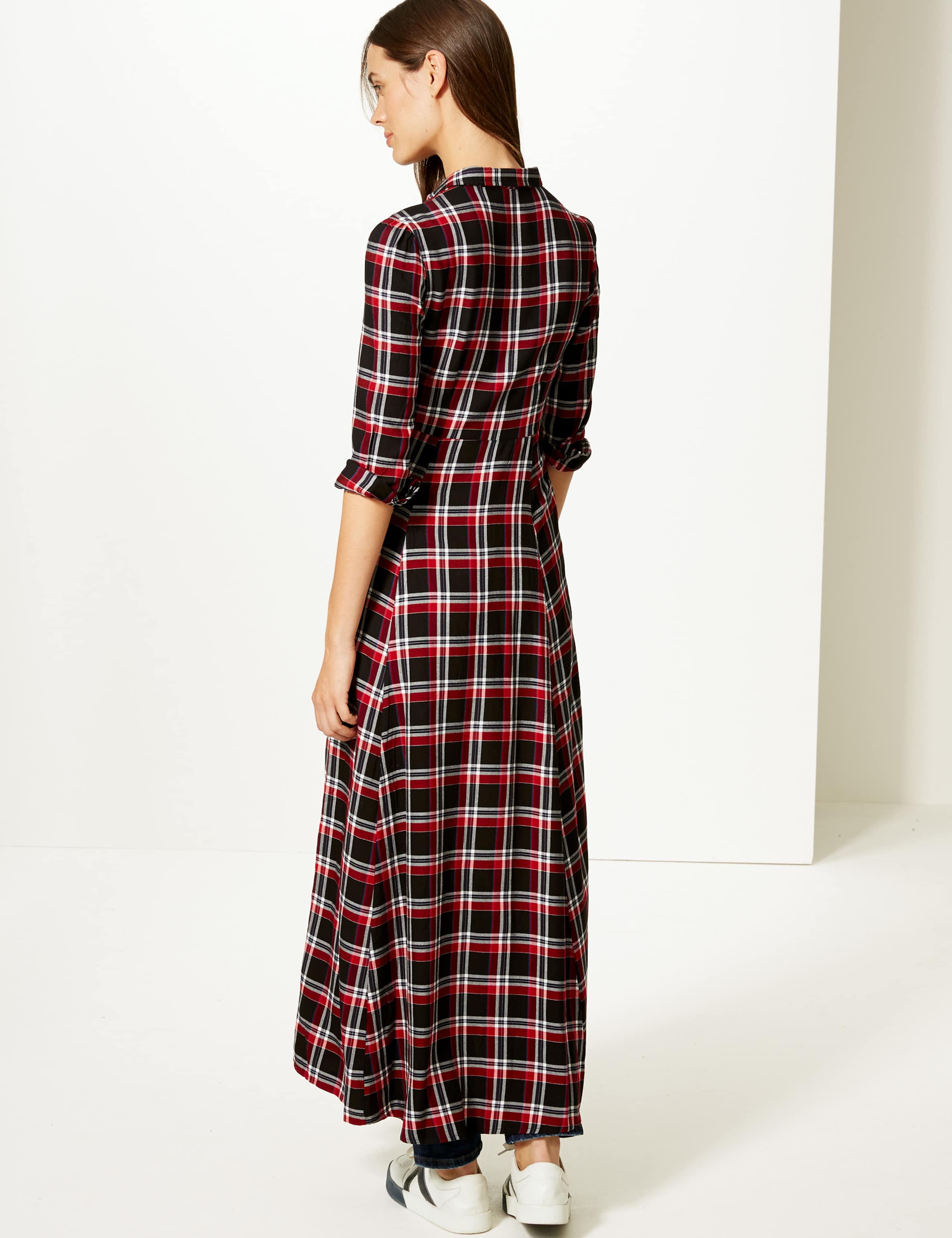 Checked Long Sleeve Shirt Maxi Dress 4 of 4