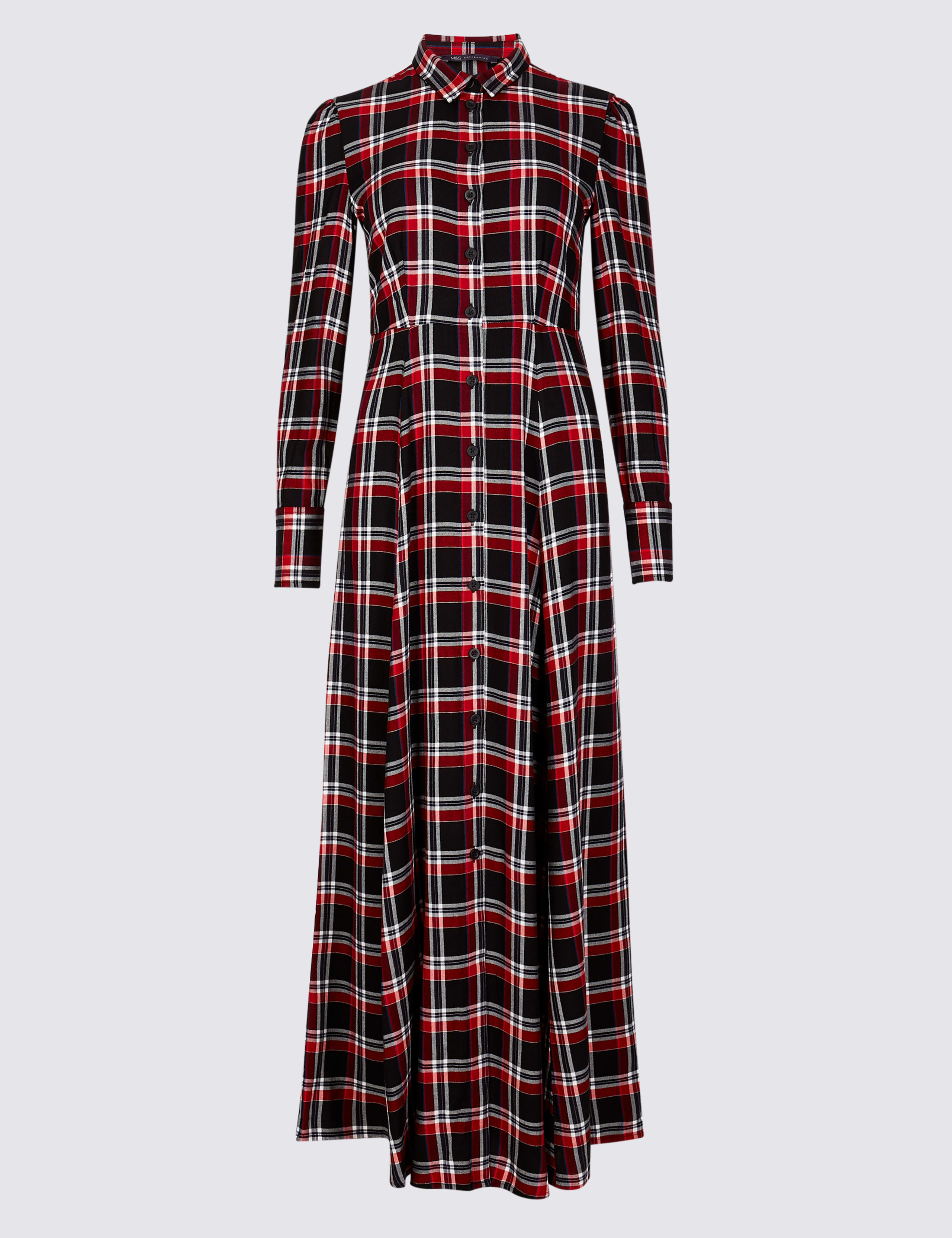 Checked Long Sleeve Shirt Maxi Dress 2 of 4