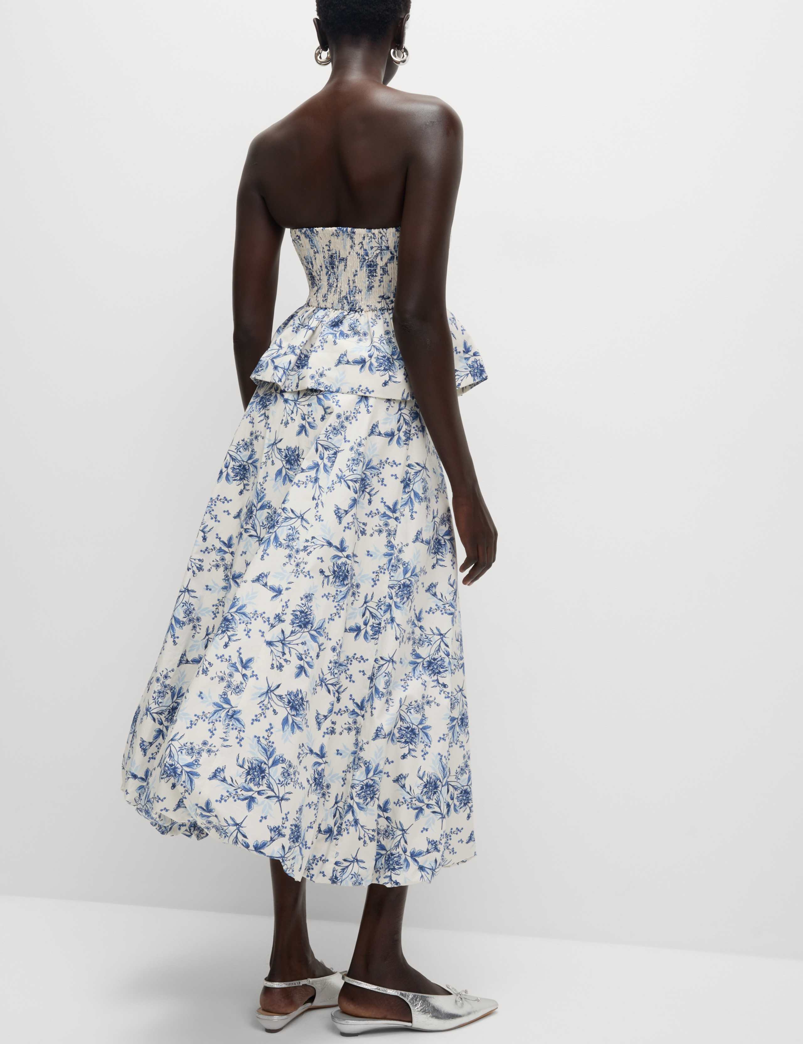 Pure Cotton Floral Midaxi Bubble Hem Skirt 5 of 5