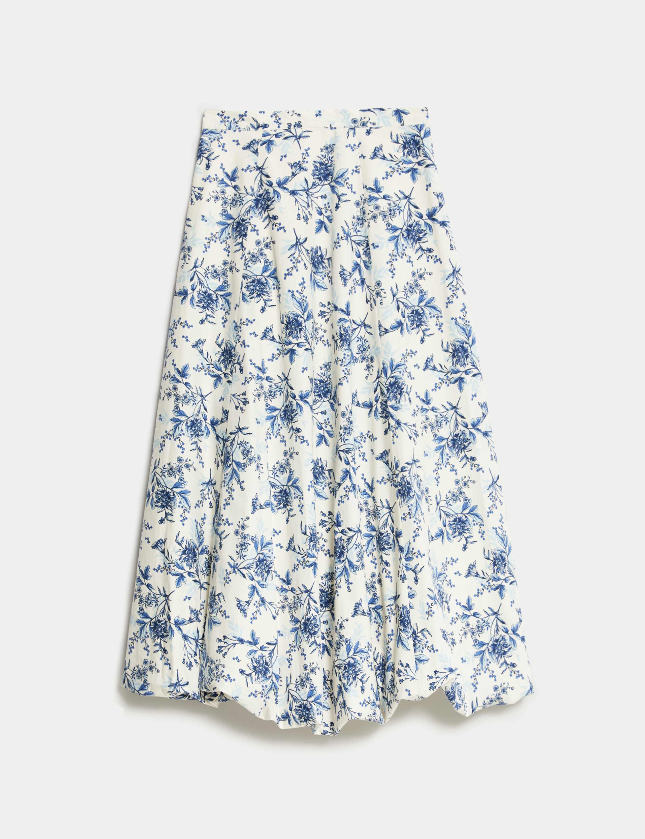 Pure Cotton Floral Midaxi Bubble Hem Skirt 2 of 5