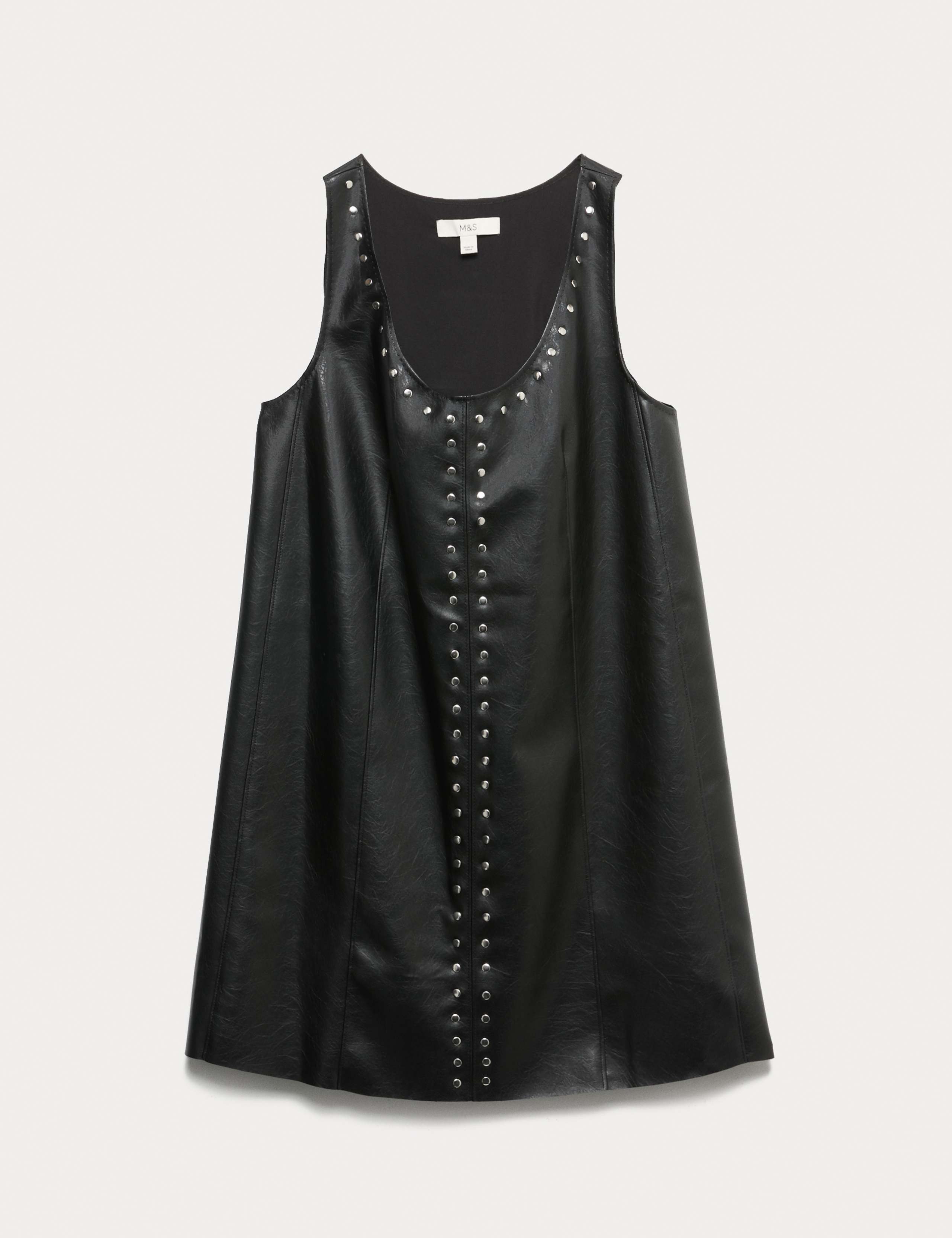Faux Leather Embellished Mini Shift Dress 2 of 5