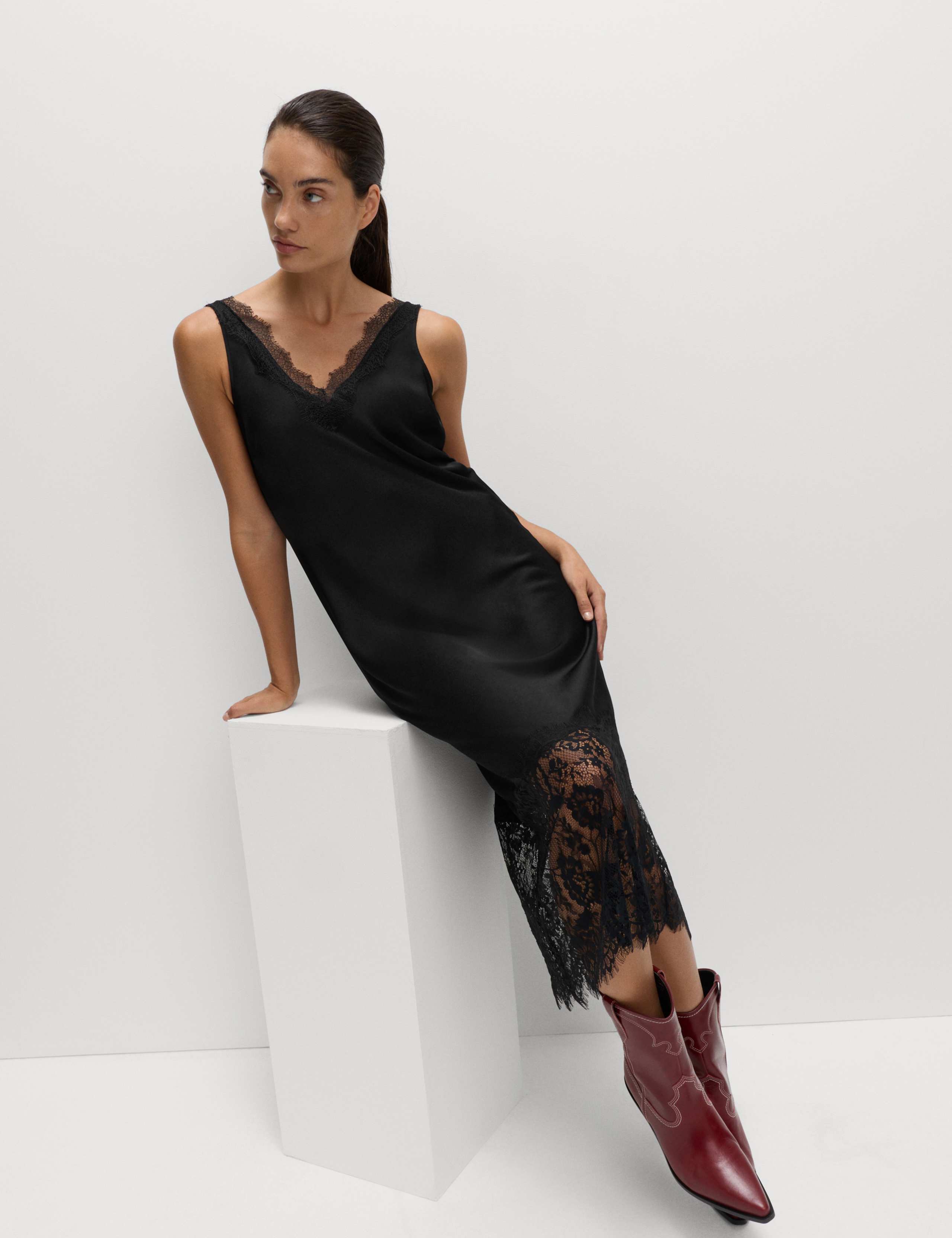 Satin Lace Dress 4 of 7