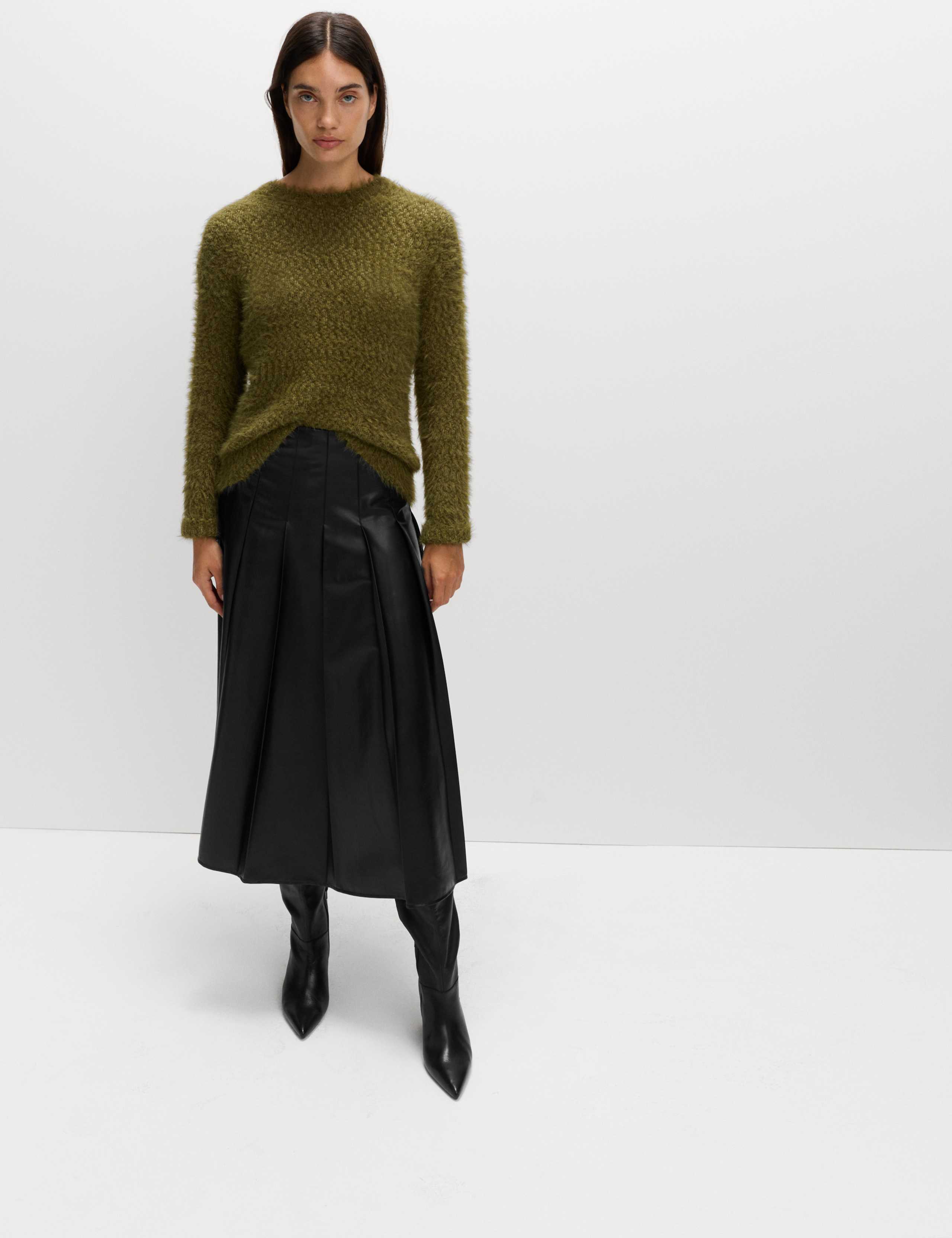 Leather Look Pleated Midaxi Skirt 3 of 7