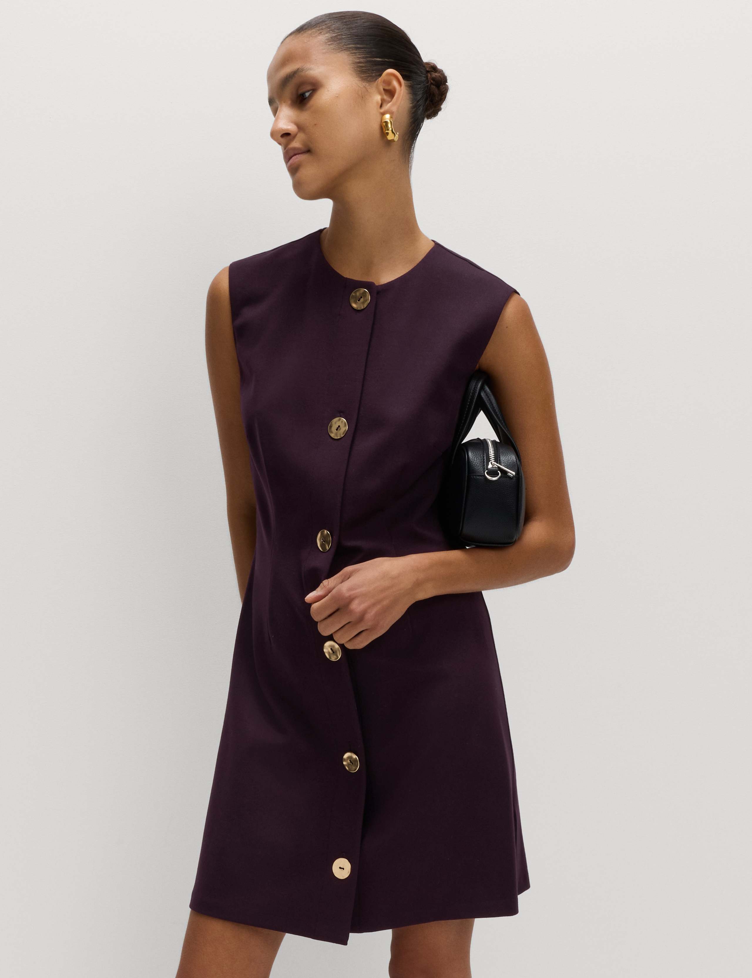 Button Detail Mini Shift Dress 1 of 5