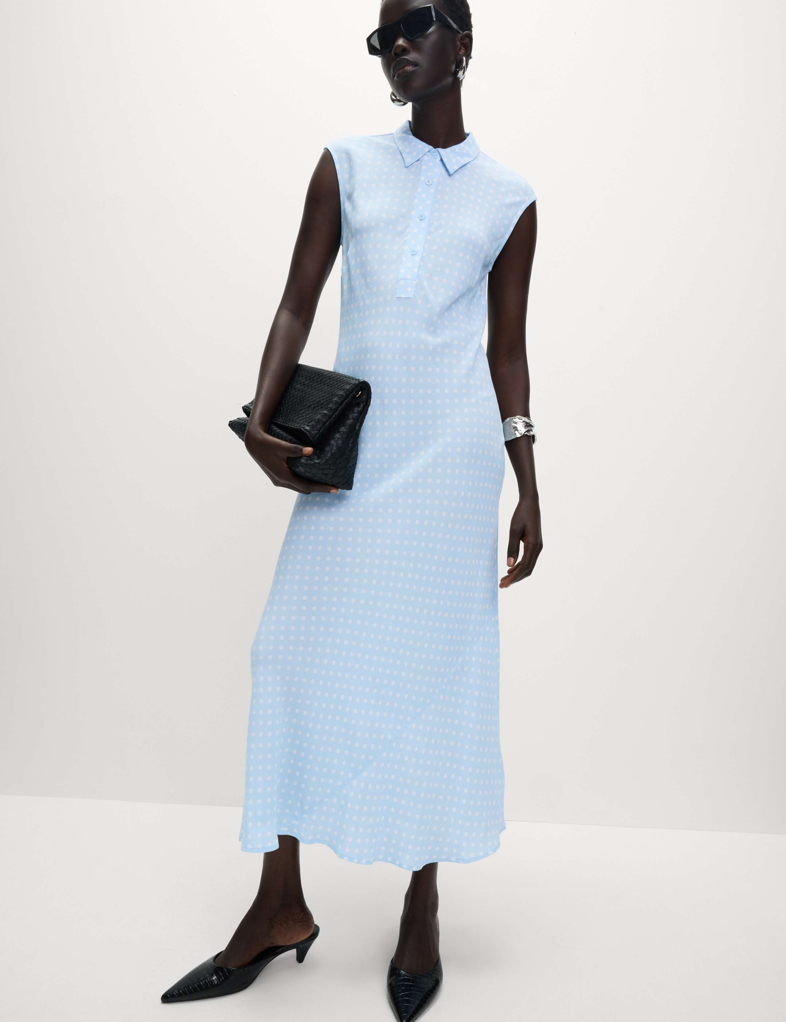 Polka Dot Maxi Shirt Dress 3 of 6